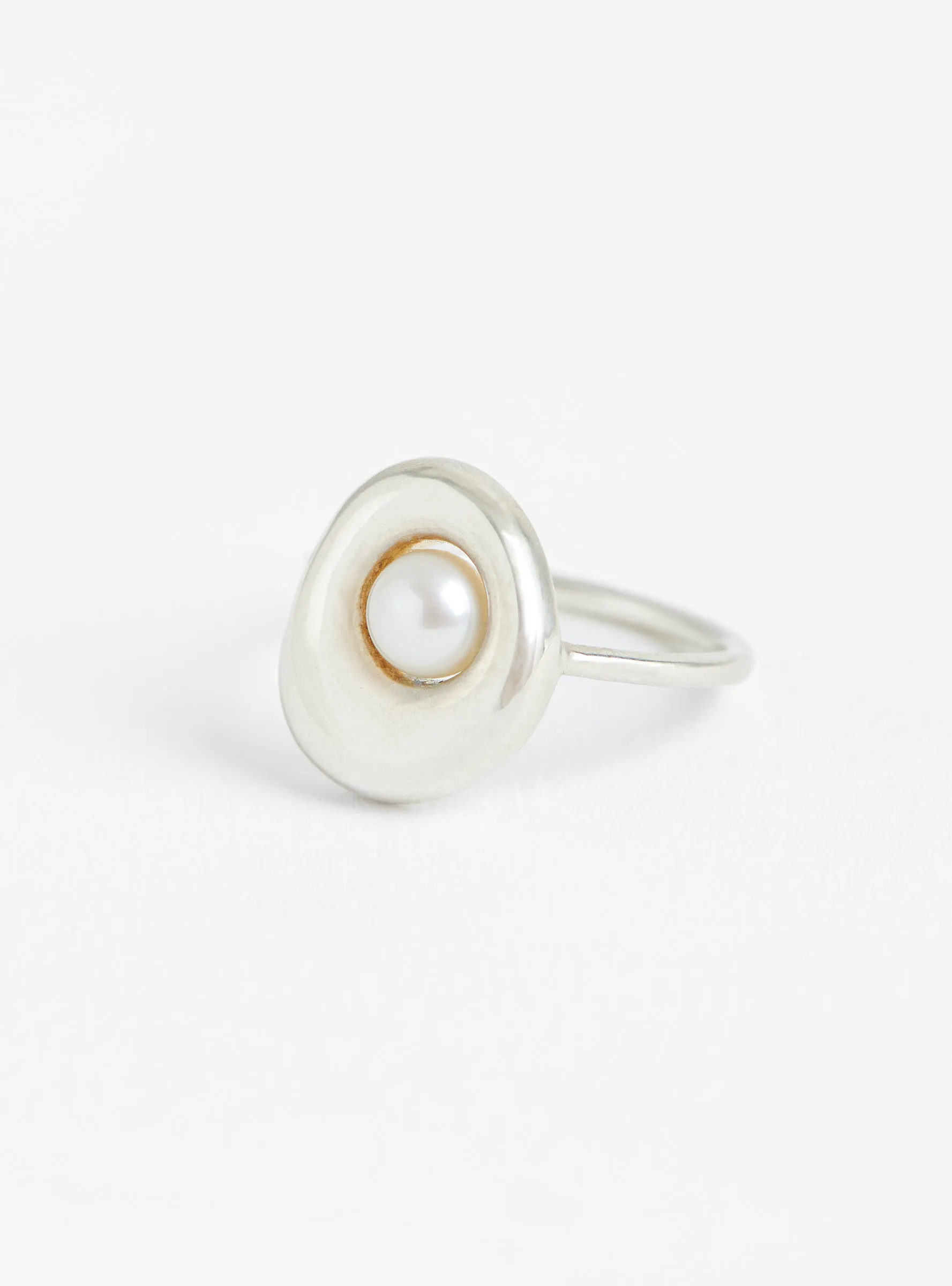 Arp Ring with Floating Pearl Stearling Silver