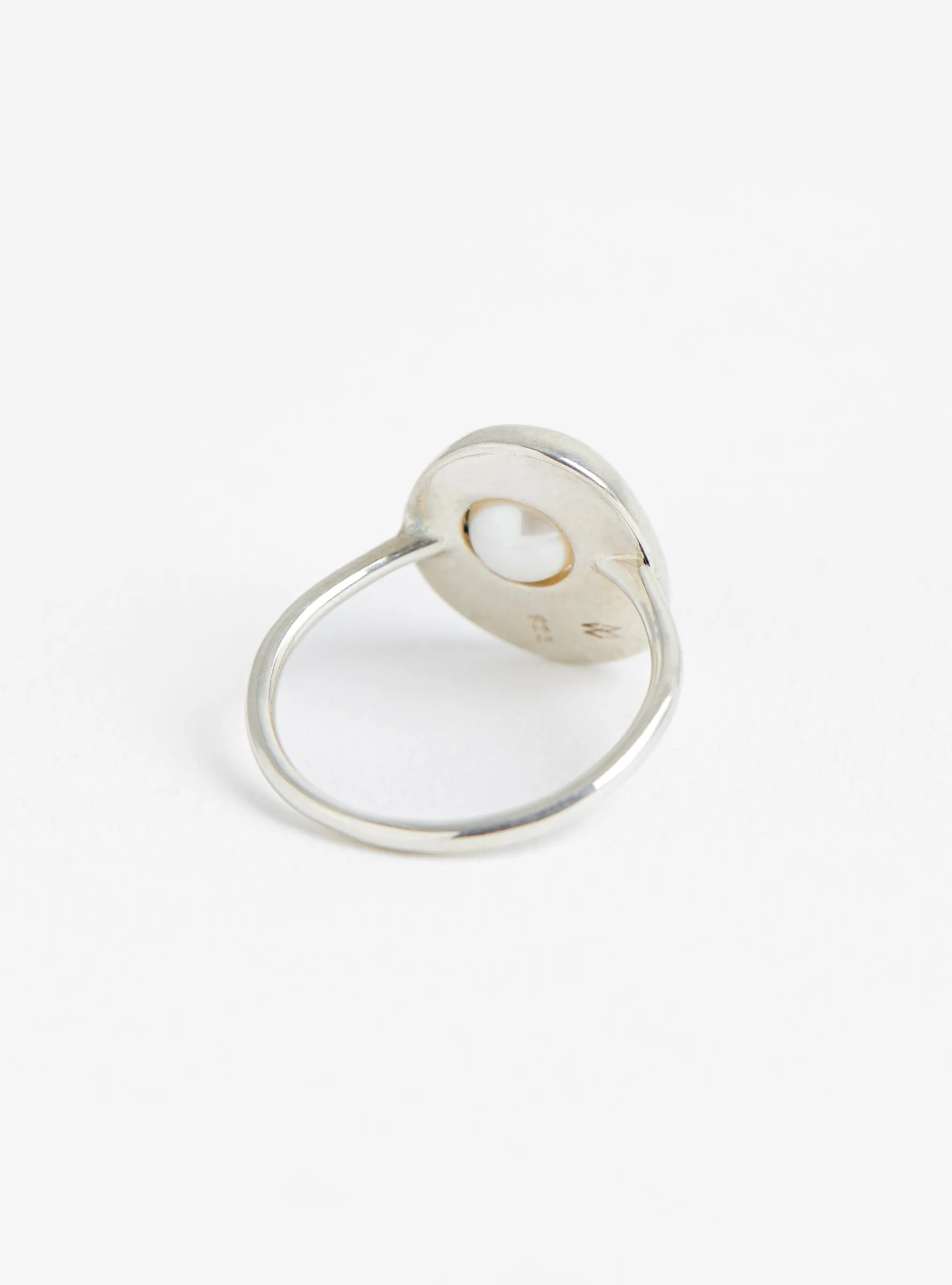 Arp Ring with Floating Pearl Stearling Silver