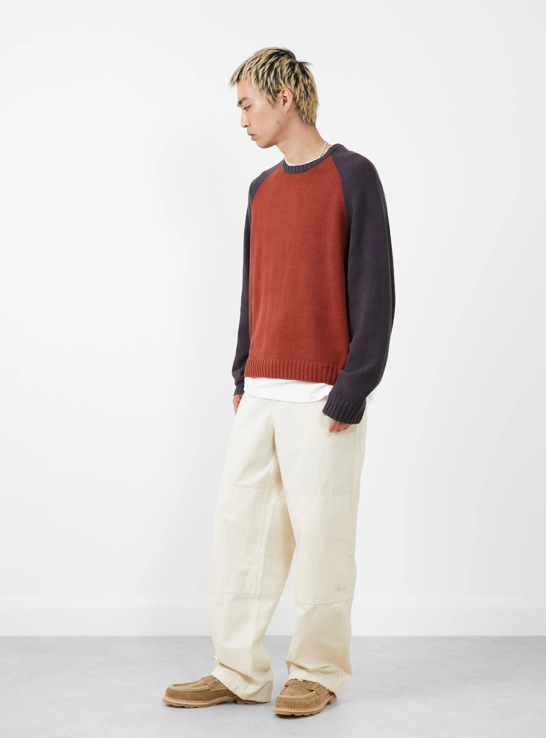 Colorblocked Raglan Crew Brick