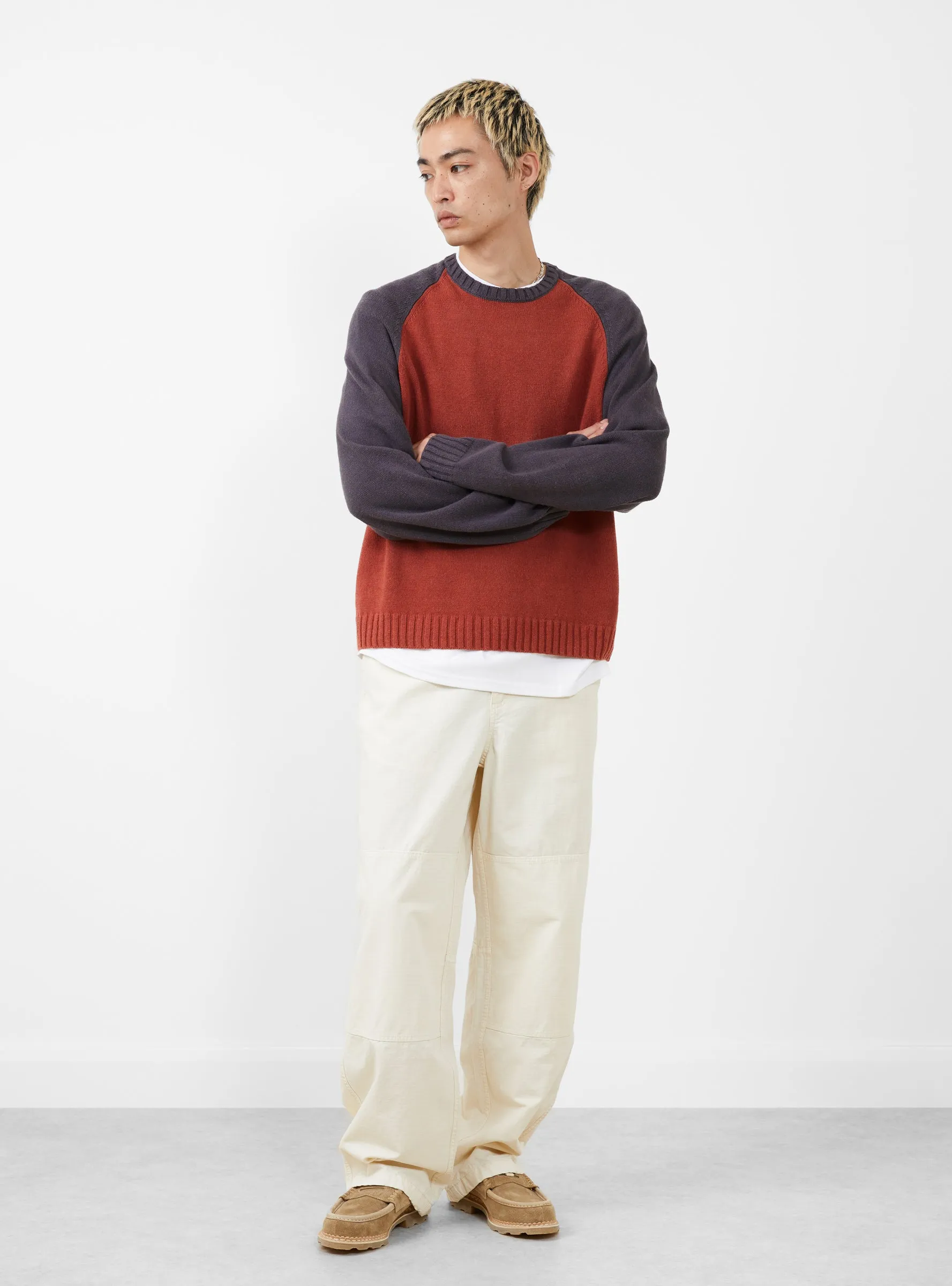 Colorblocked Raglan Crew Brick