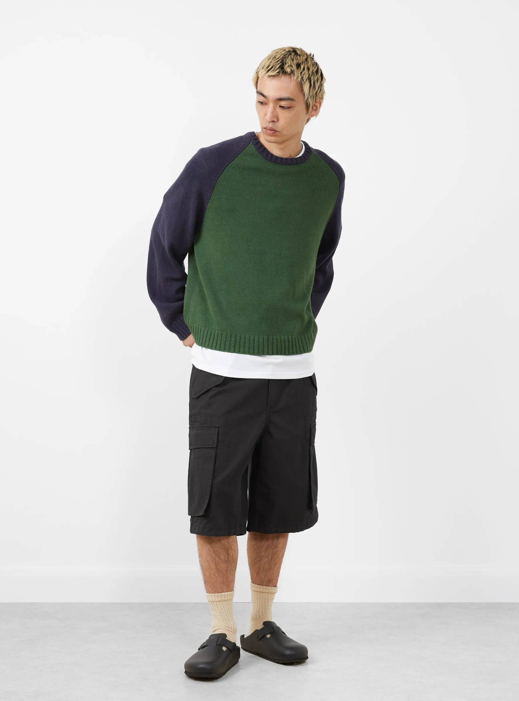 Colorblocked Raglan Crew Green
