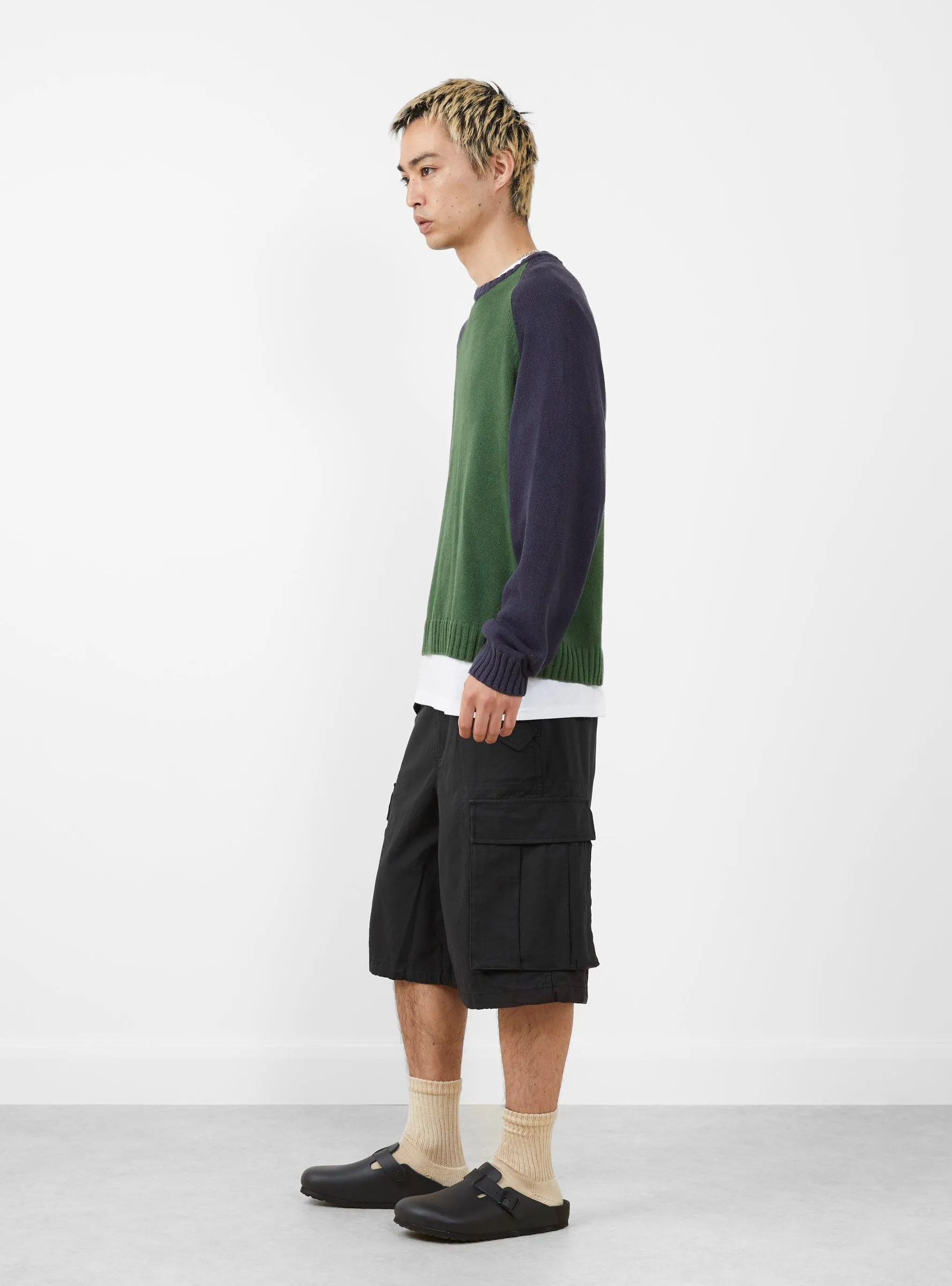 Colorblocked Raglan Crew Green