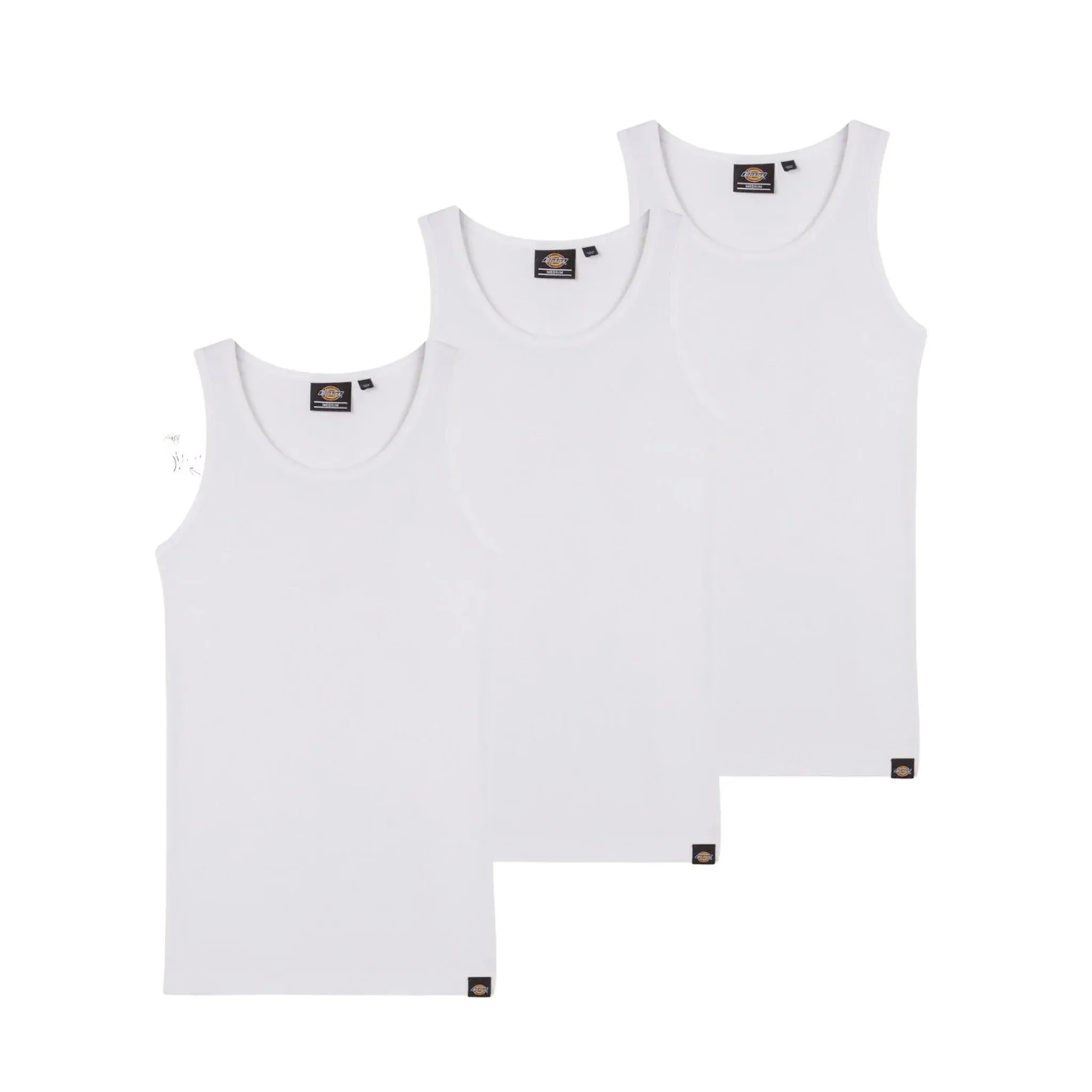Dickies Basic Rib Singlet 3 Pack White