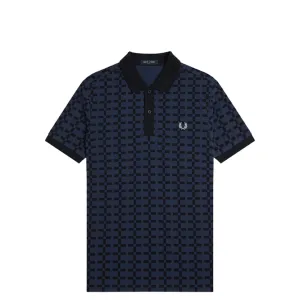 JACQUARD PRINT POLO SHIRT TENNIS BLUE