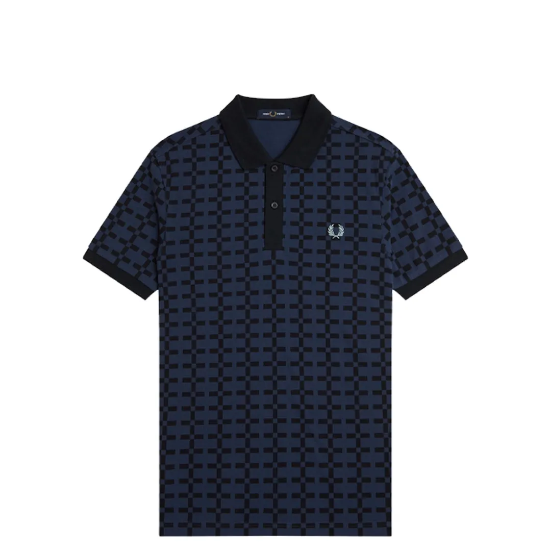 JACQUARD PRINT POLO SHIRT TENNIS BLUE