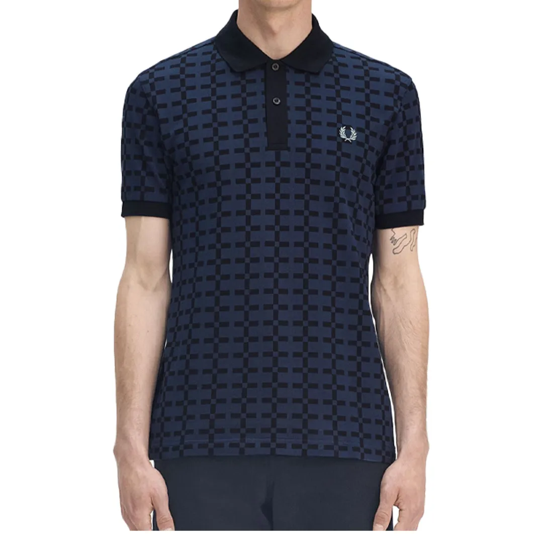 JACQUARD PRINT POLO SHIRT TENNIS BLUE