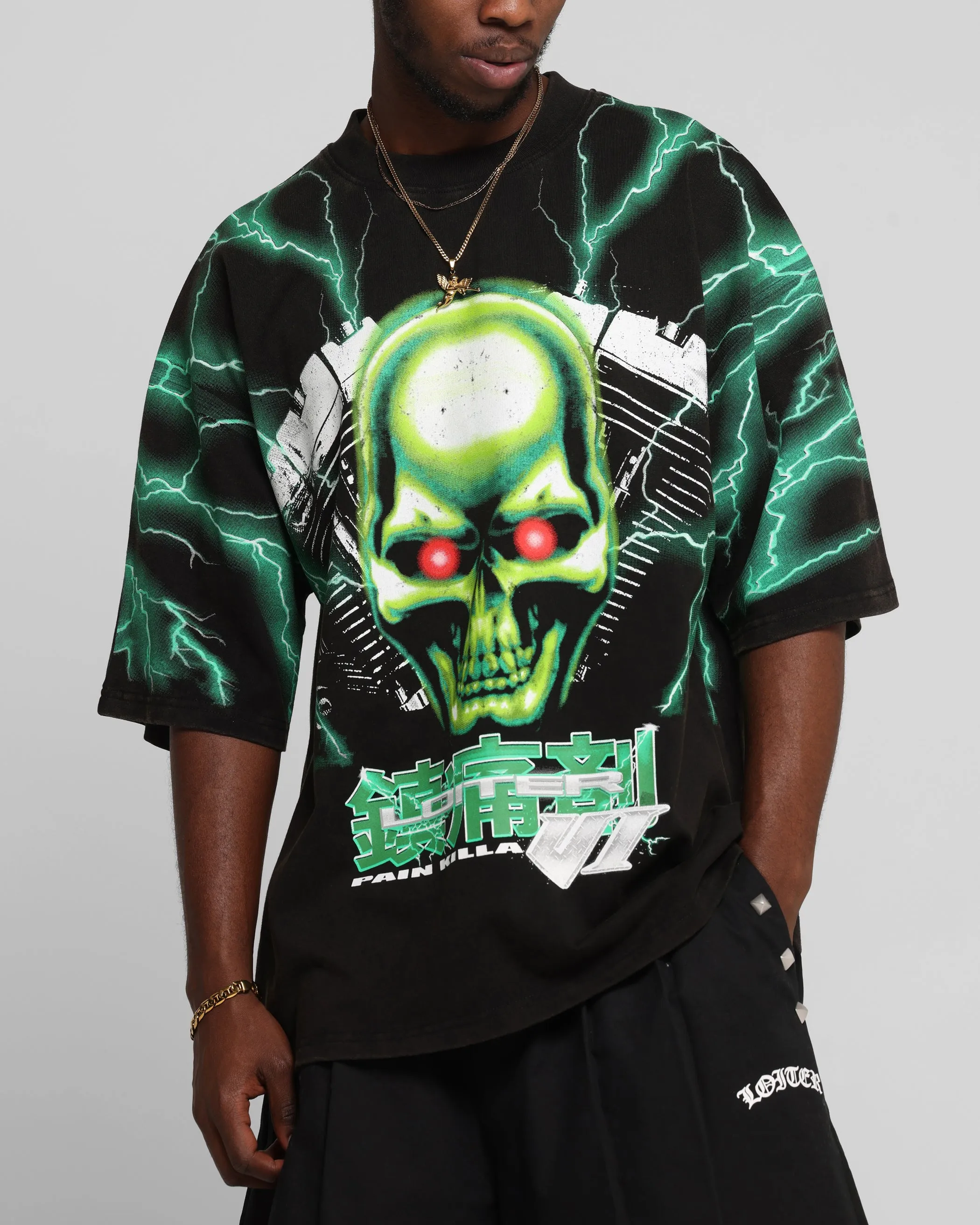 Loiter Greaser Vintage T-Shirt Black/Green