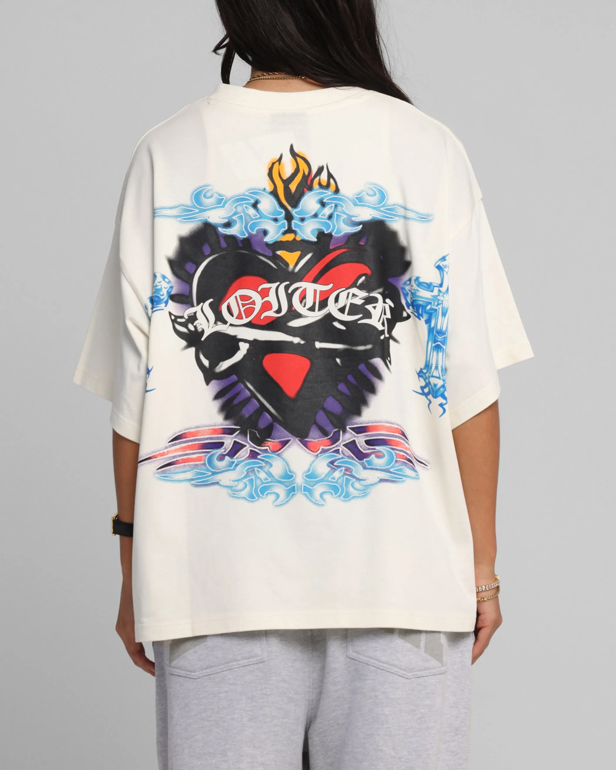 Loiter Hearts T-Shirt Off White