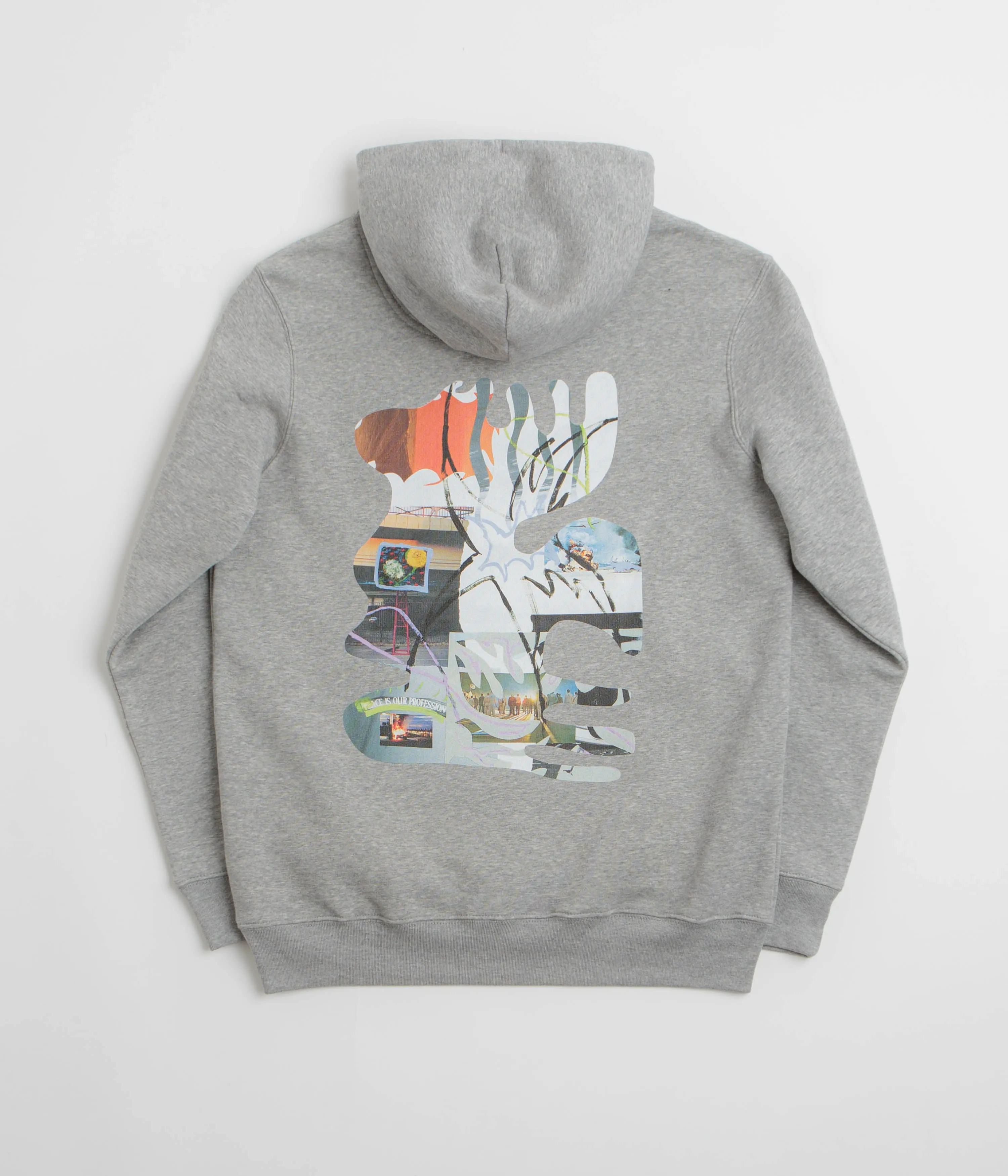 Poetic Collective Shaped Collage Hoodie - Heather Grey