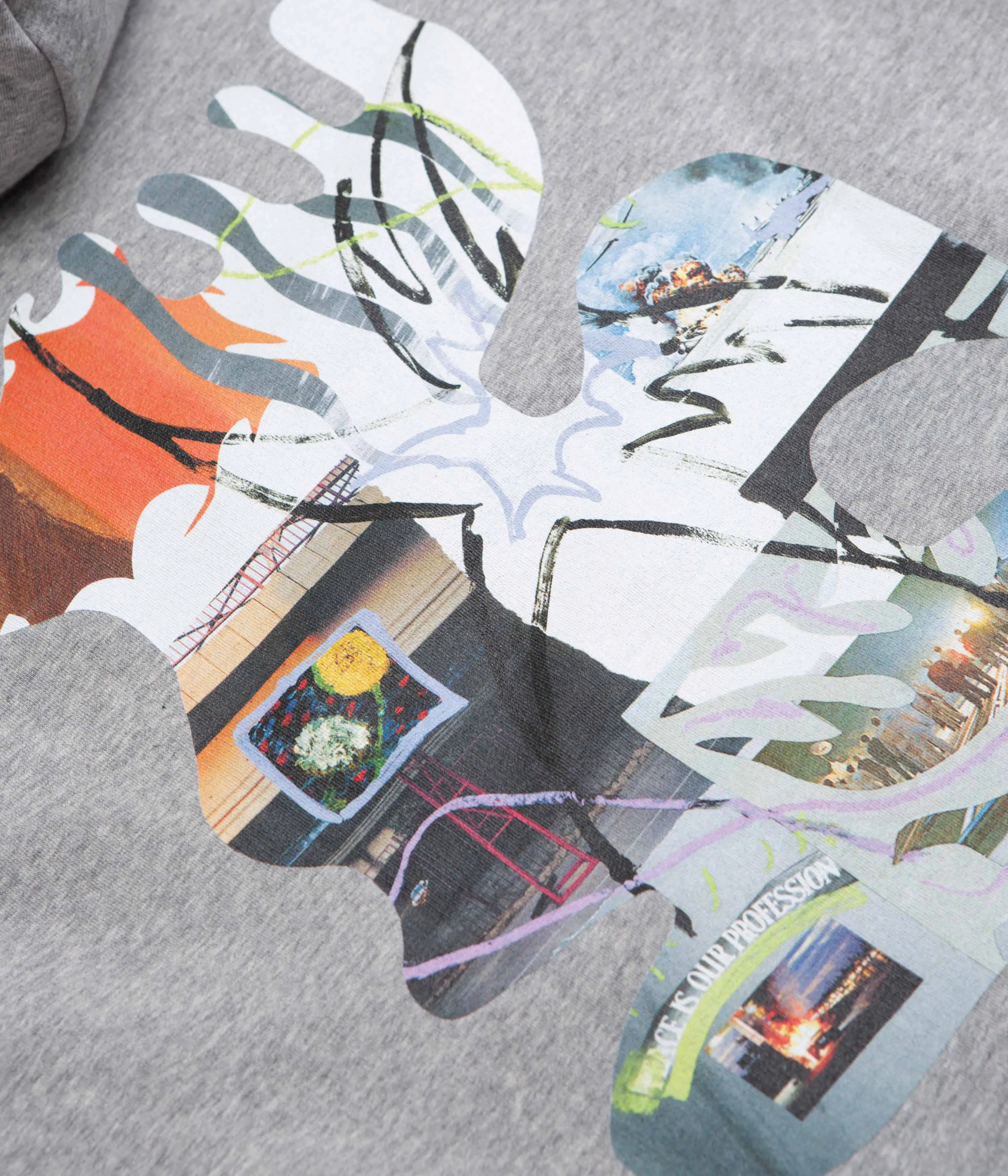 Poetic Collective Shaped Collage Hoodie - Heather Grey