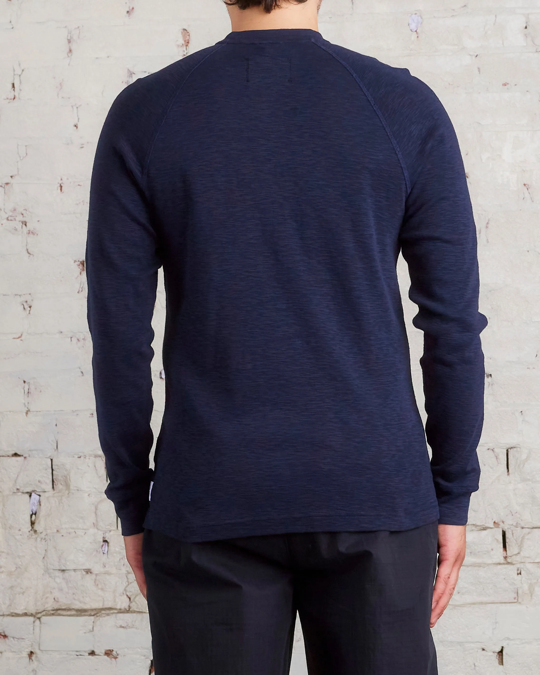 Reigning Champ 1x1 Slub Knit Long Sleeve Henley Navy