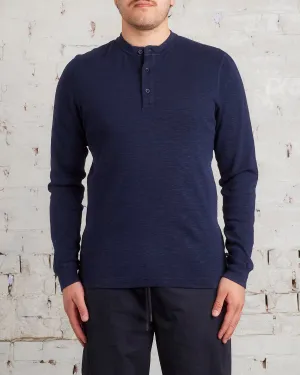 Reigning Champ 1x1 Slub Knit Long Sleeve Henley Navy