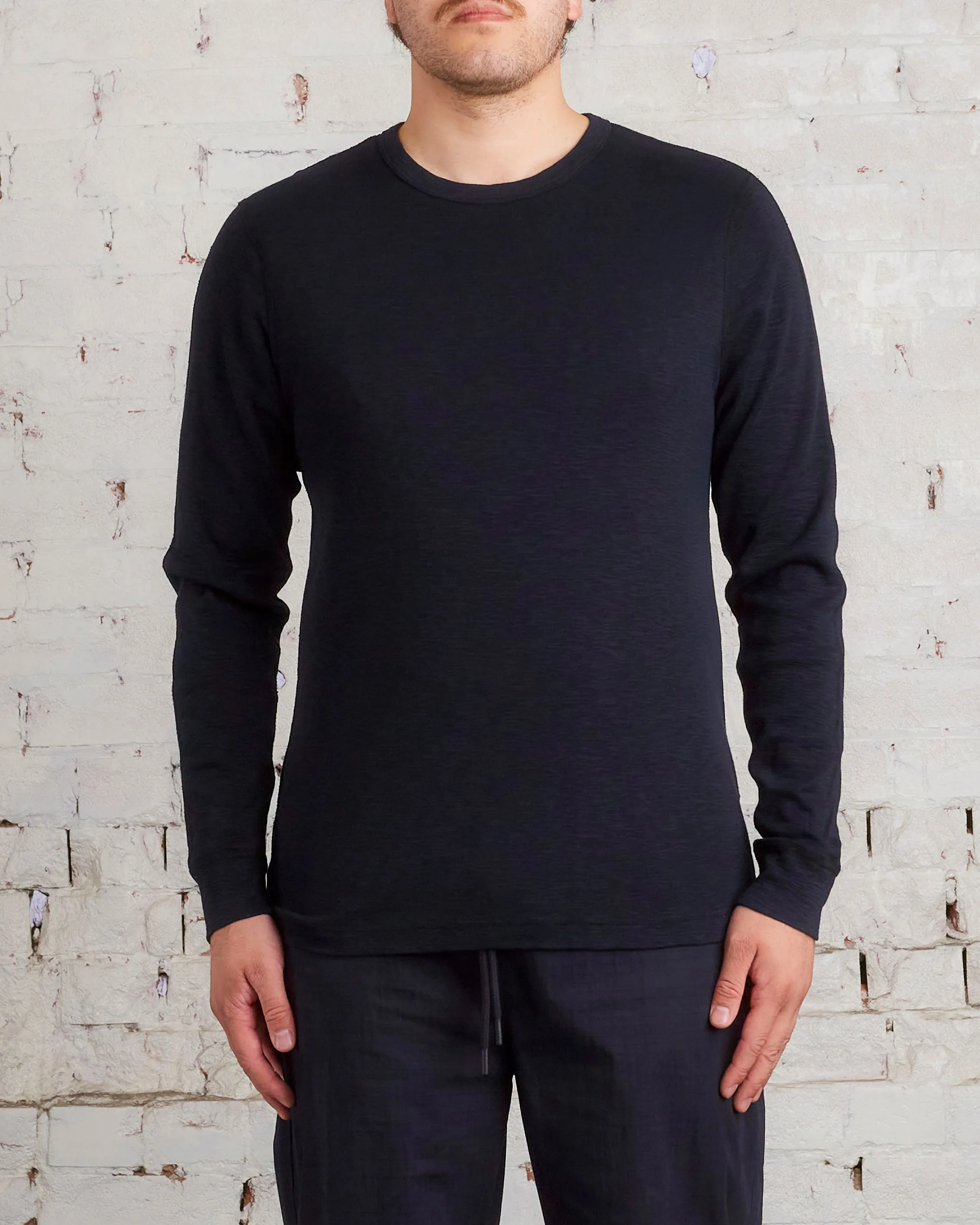 Reigning Champ 1x1 Slub Knit Long Sleeve T-Shirt Black