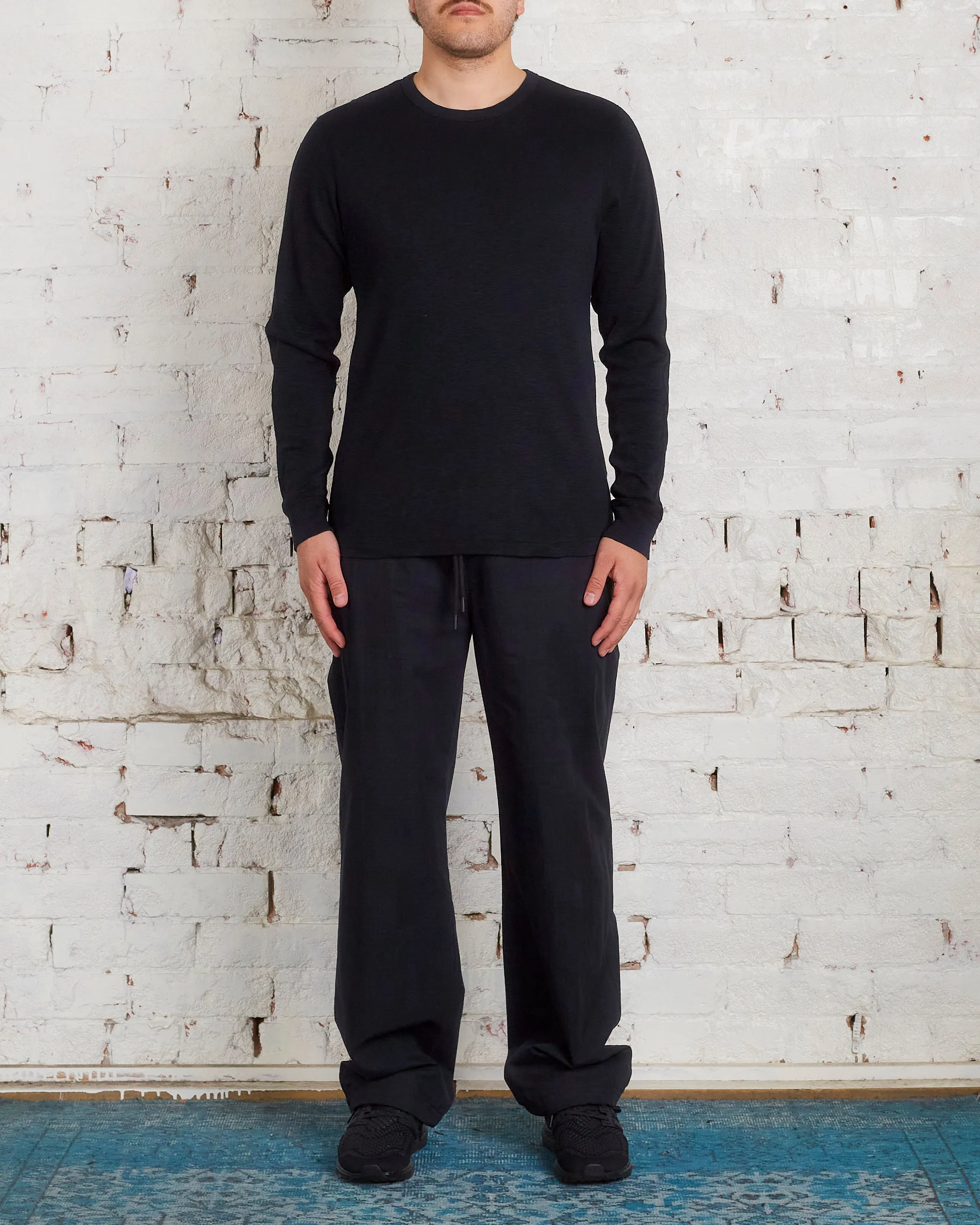Reigning Champ 1x1 Slub Knit Long Sleeve T-Shirt Black