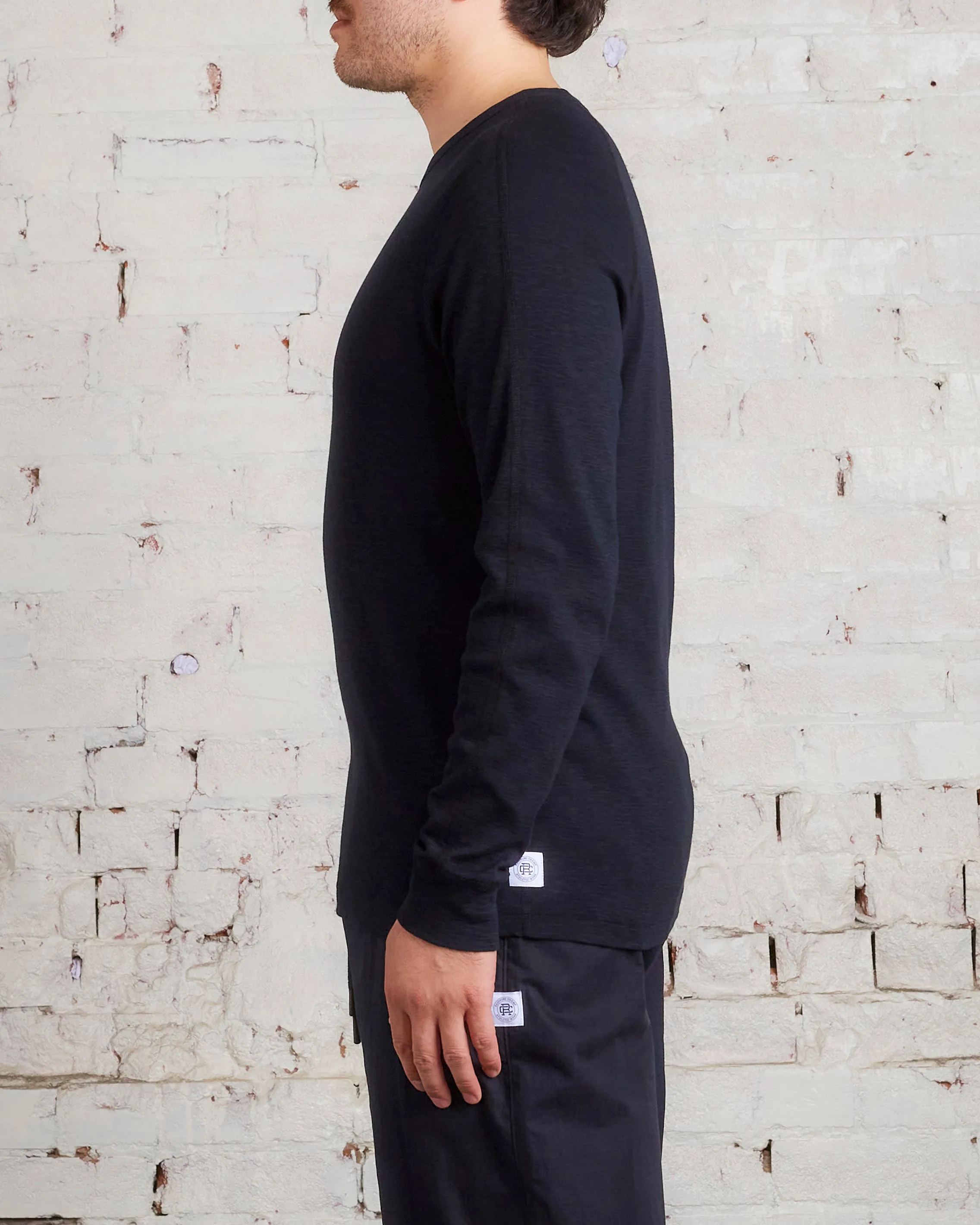 Reigning Champ 1x1 Slub Knit Long Sleeve T-Shirt Black