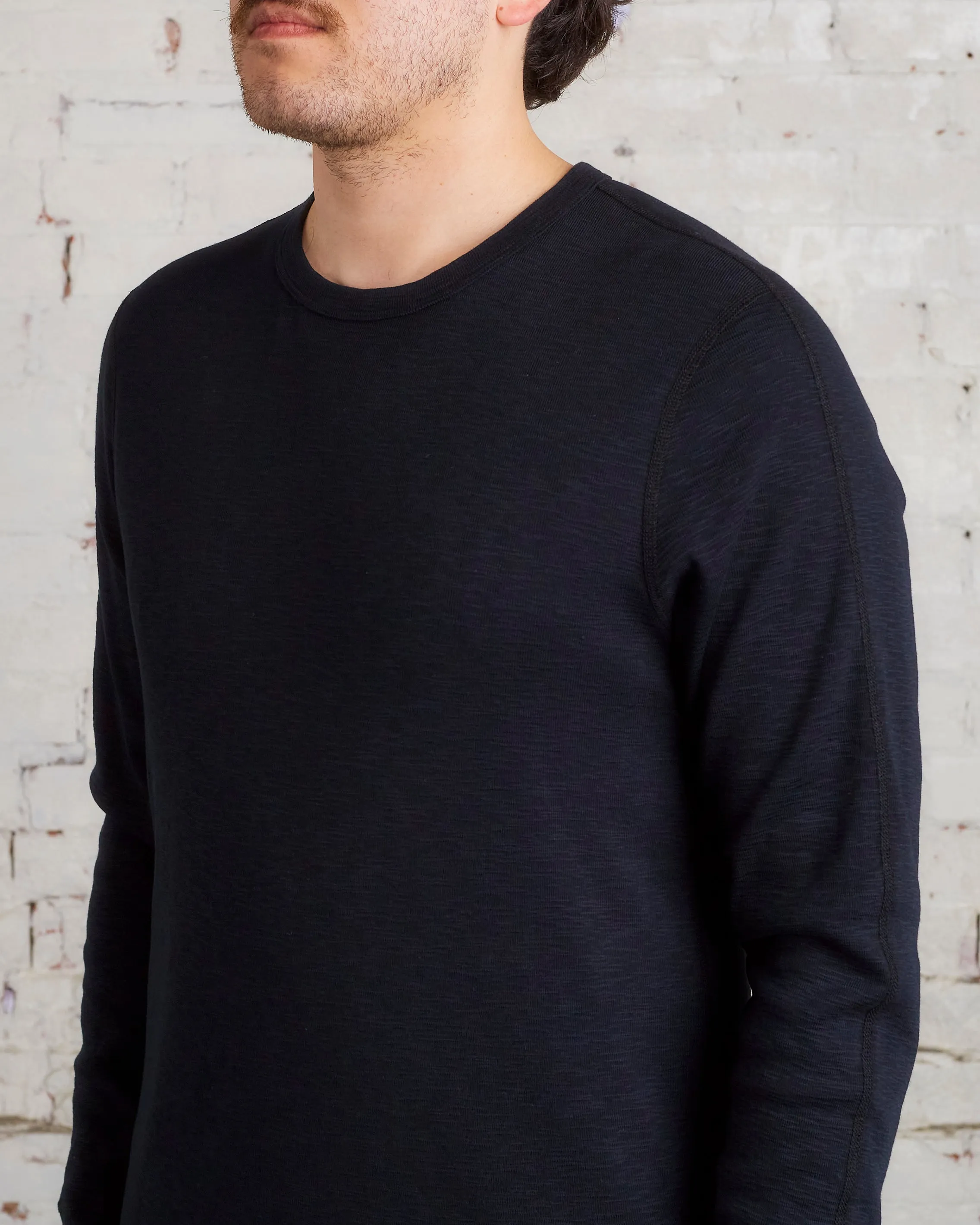 Reigning Champ 1x1 Slub Knit Long Sleeve T-Shirt Black