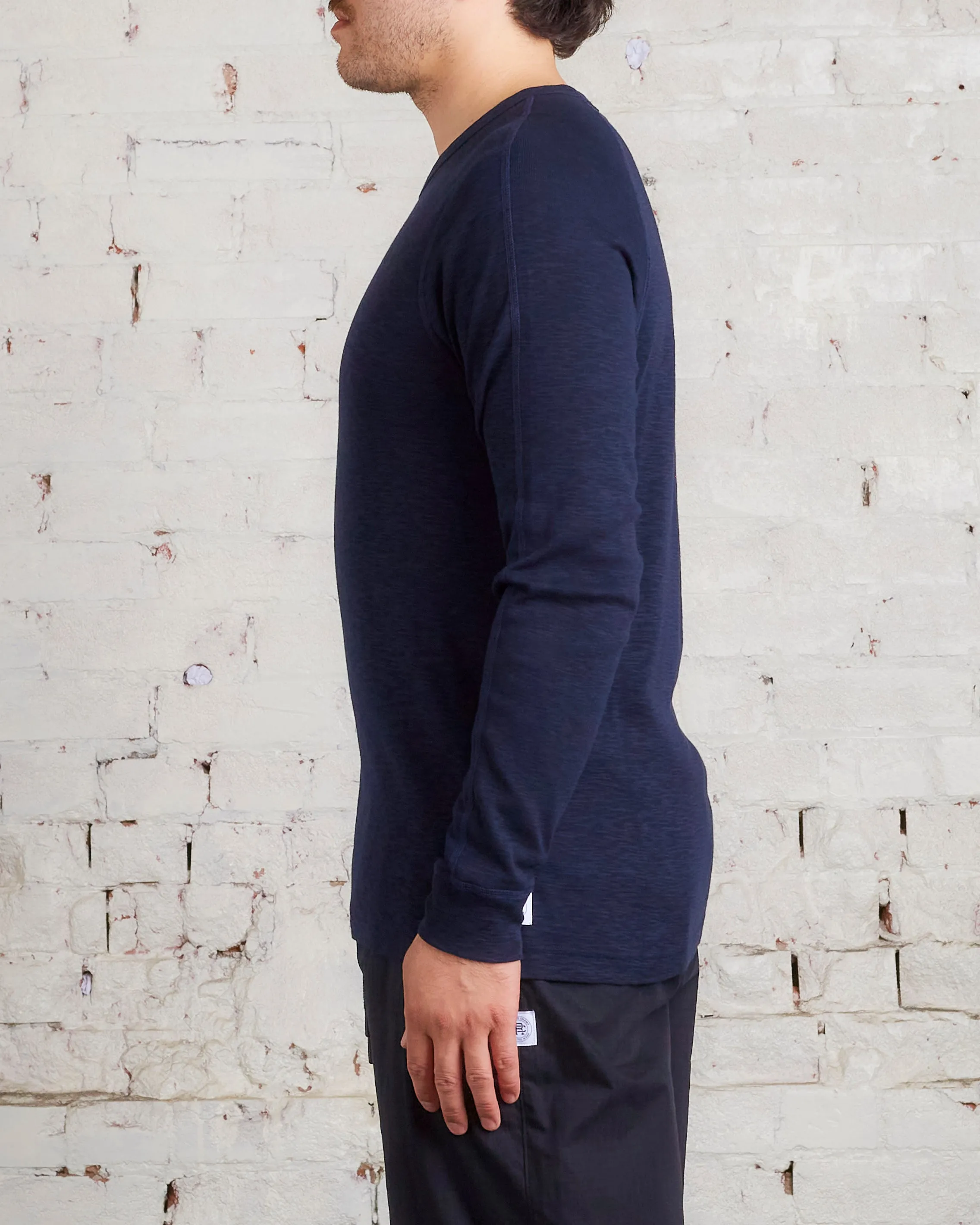 Reigning Champ 1x1 Slub Knit Long Sleeve T-Shirt Navy