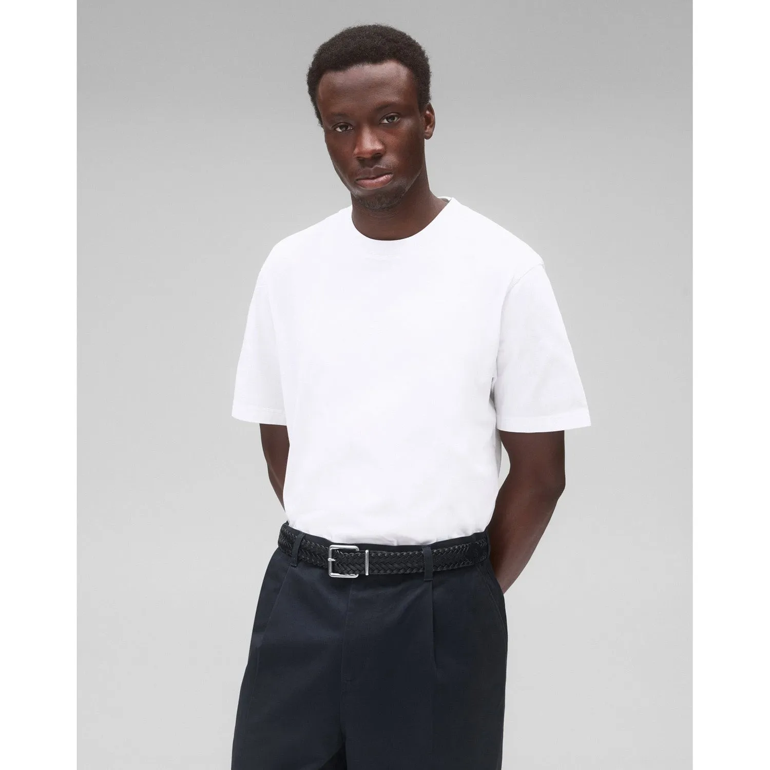 Reigning Champ Men Knit Midweight Jersey Lock Up T-Shirt White