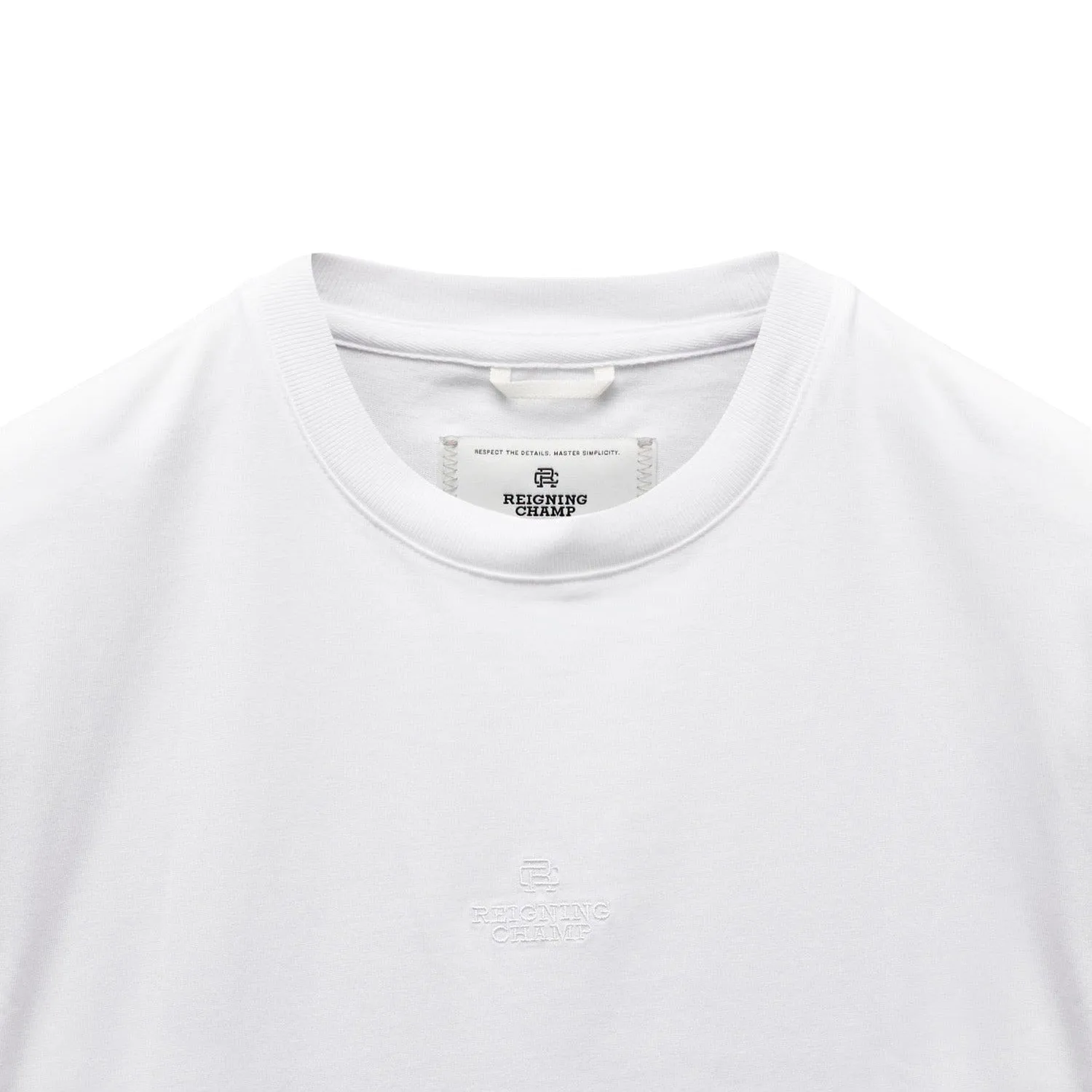 Reigning Champ Men Knit Midweight Jersey Lock Up T-Shirt White