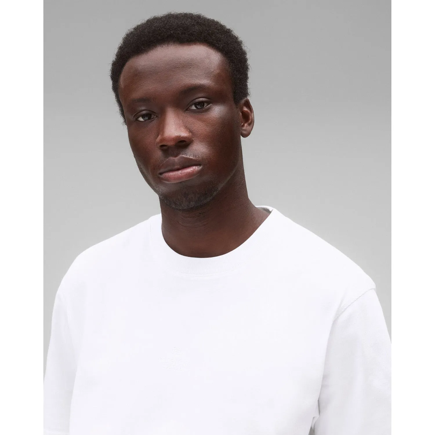 Reigning Champ Men Knit Midweight Jersey Lock Up T-Shirt White