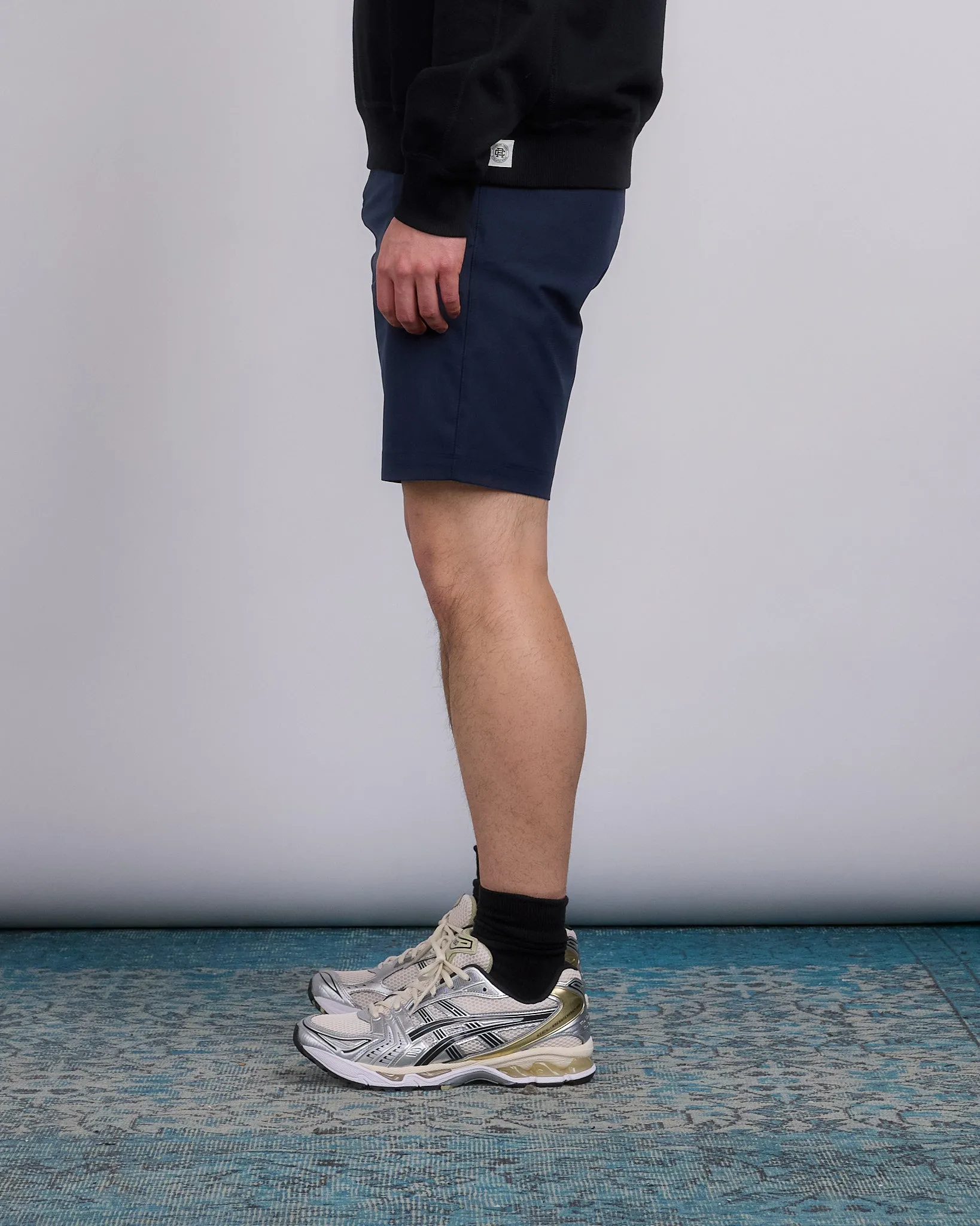 Reigning Champ Stretch Warp Knit Coach's 9 Short Navy