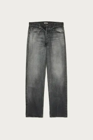 Selvedge Faded Heavy Denim Wide Pants - Faded Black