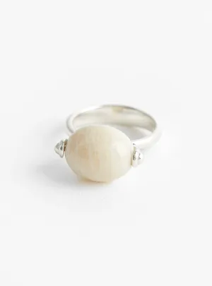 Stone Ellipse Ring Silver and White Feldspar