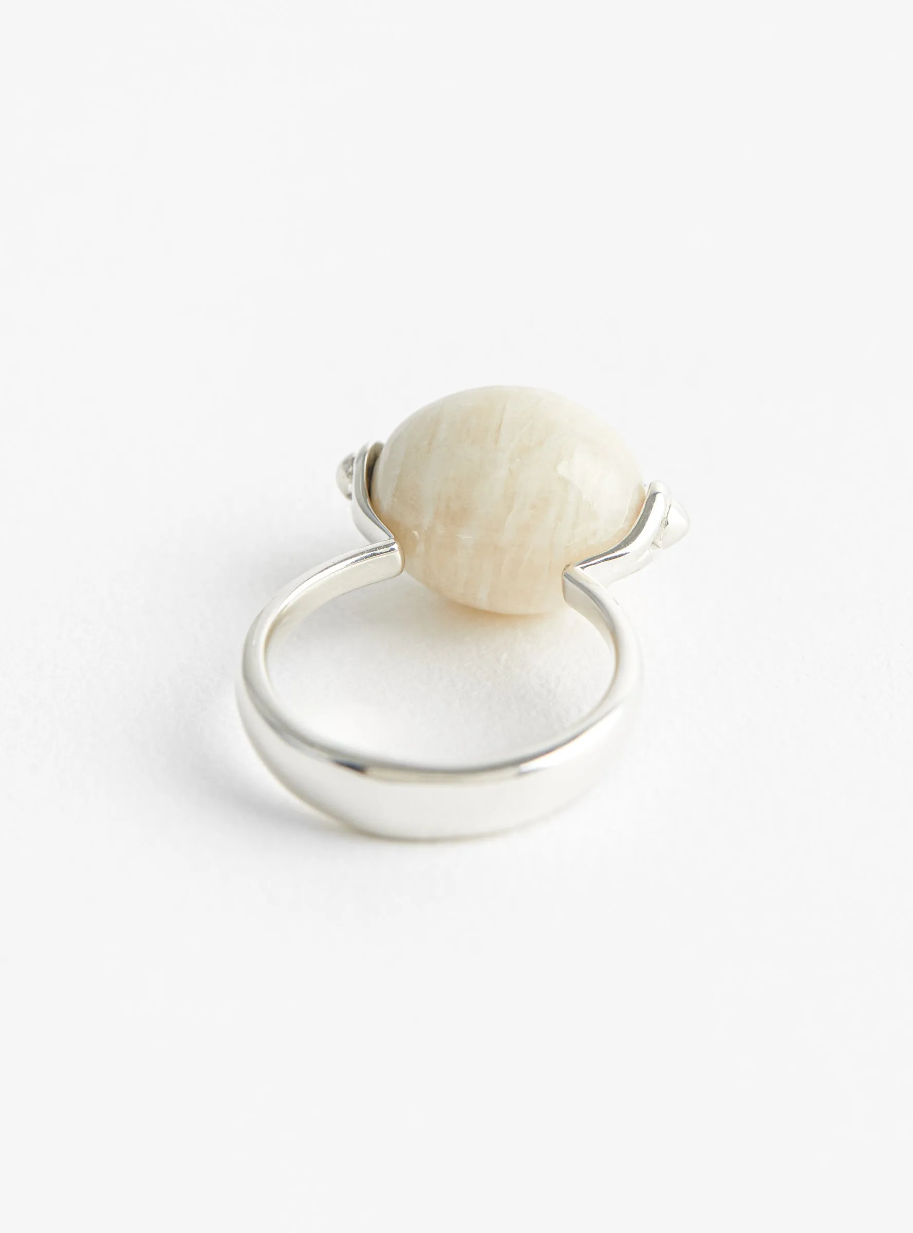 Stone Ellipse Ring Silver and White Feldspar