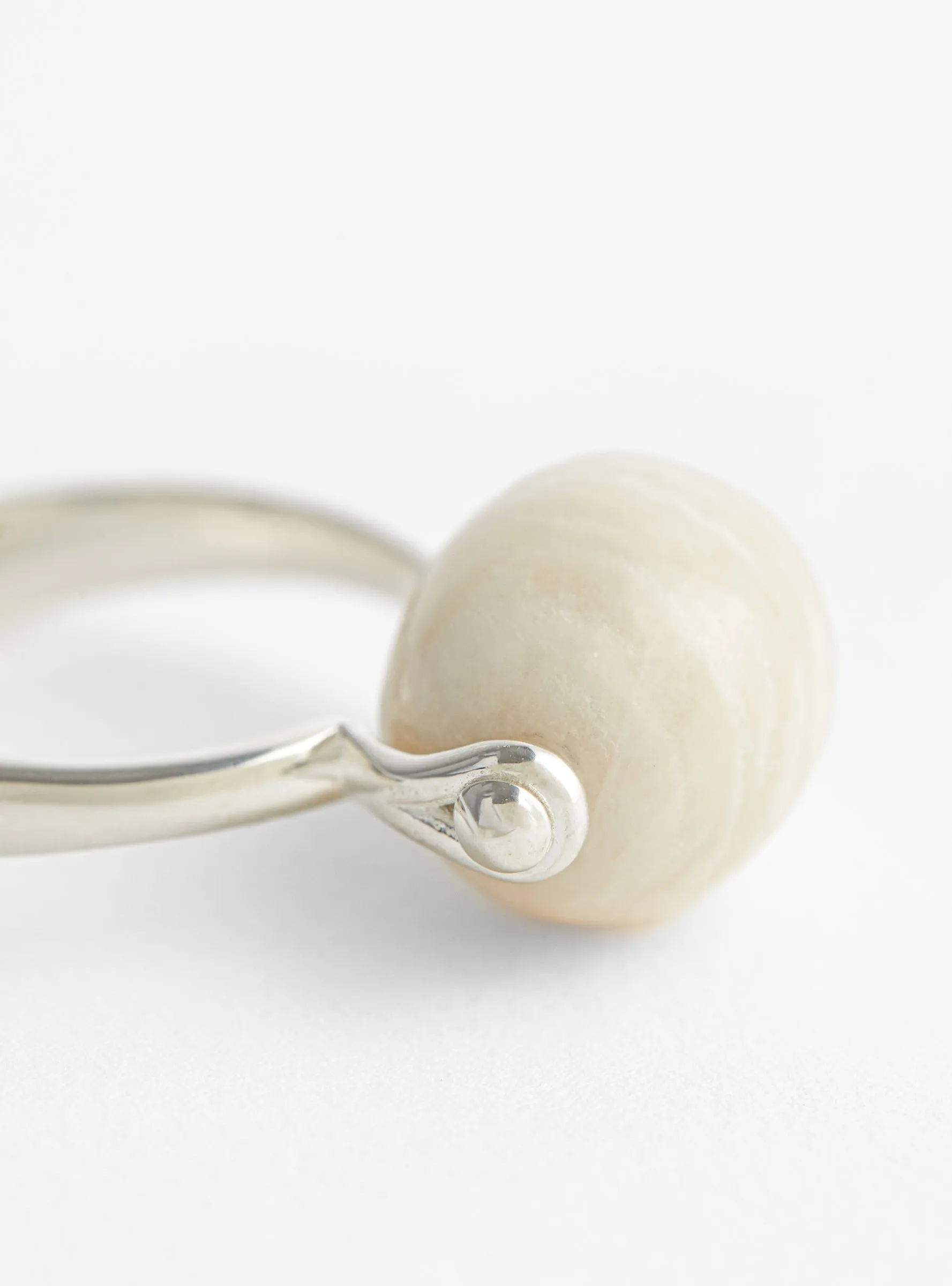Stone Ellipse Ring Silver and White Feldspar