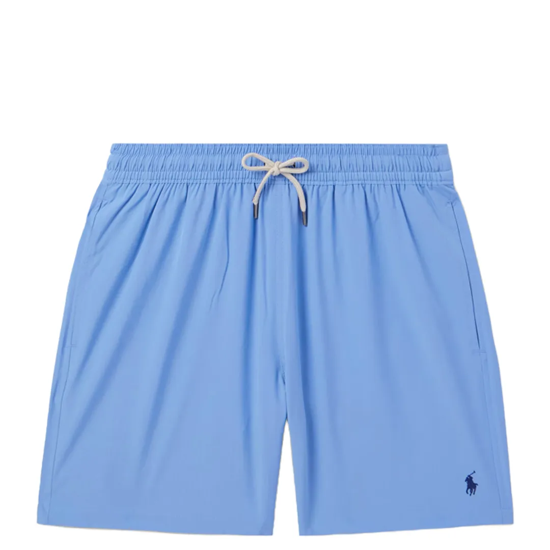 TRAVELER STRAIGHT-LEG MID-LENGTH SWIM SHORTS BLUE