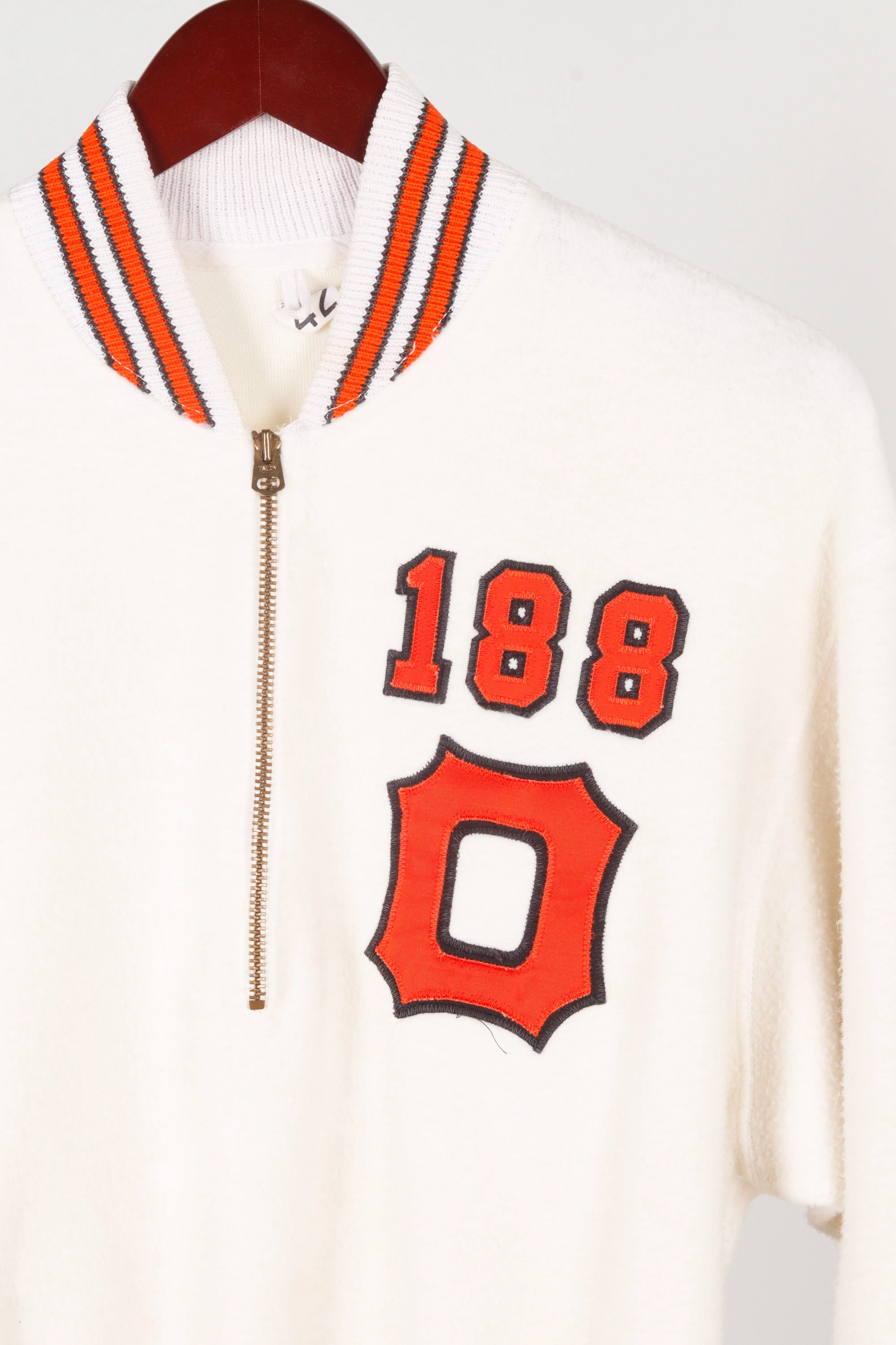 Vintage 50's Powers Athletic '188 O Embroidered' Varsity Half Zip Sweater
