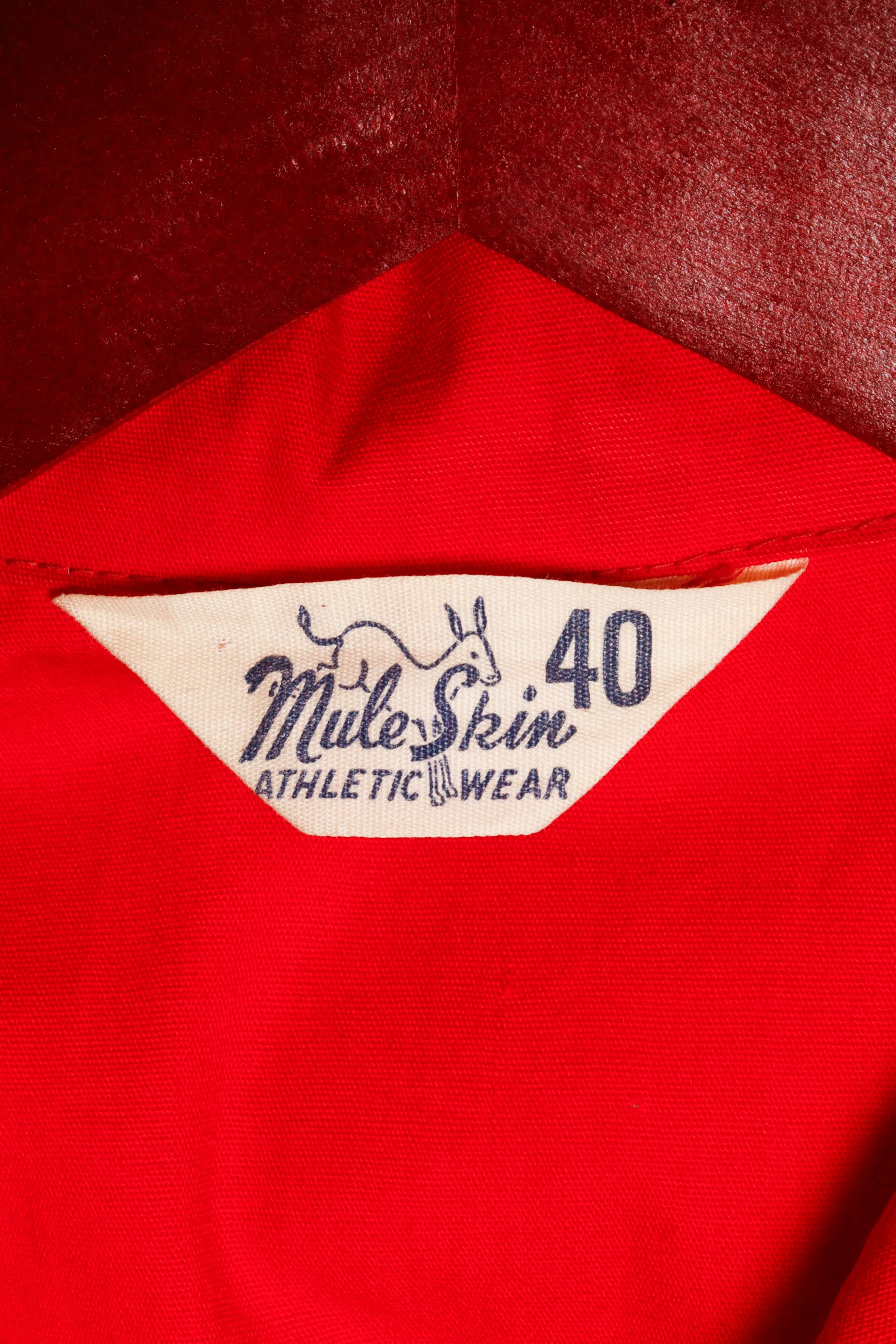Vintage 60's Mule Skin 'Chenille Baseball C' Patched Work Jacket Red
