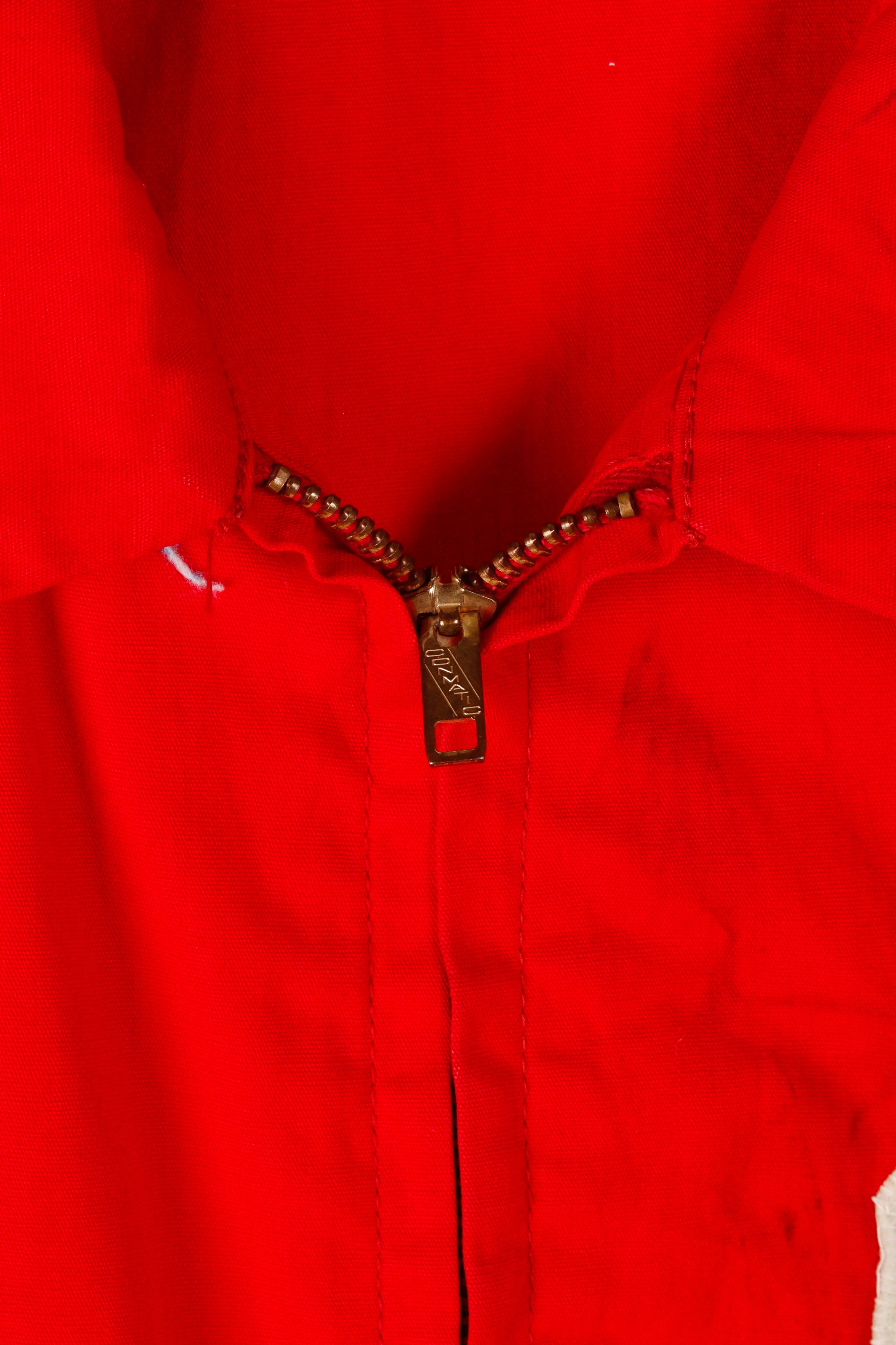 Vintage 60's Mule Skin 'Chenille Baseball C' Patched Work Jacket Red