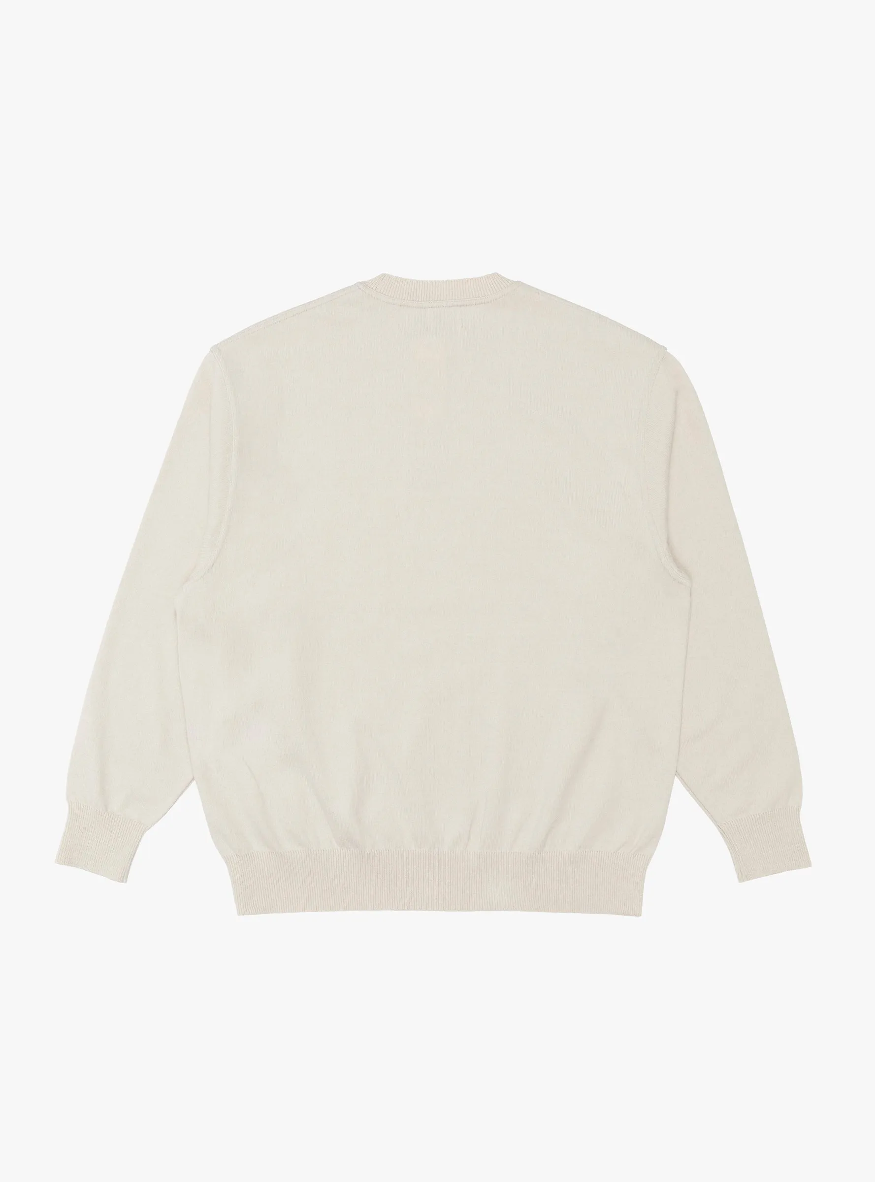 Wave Cotton Knit Pullover Beige