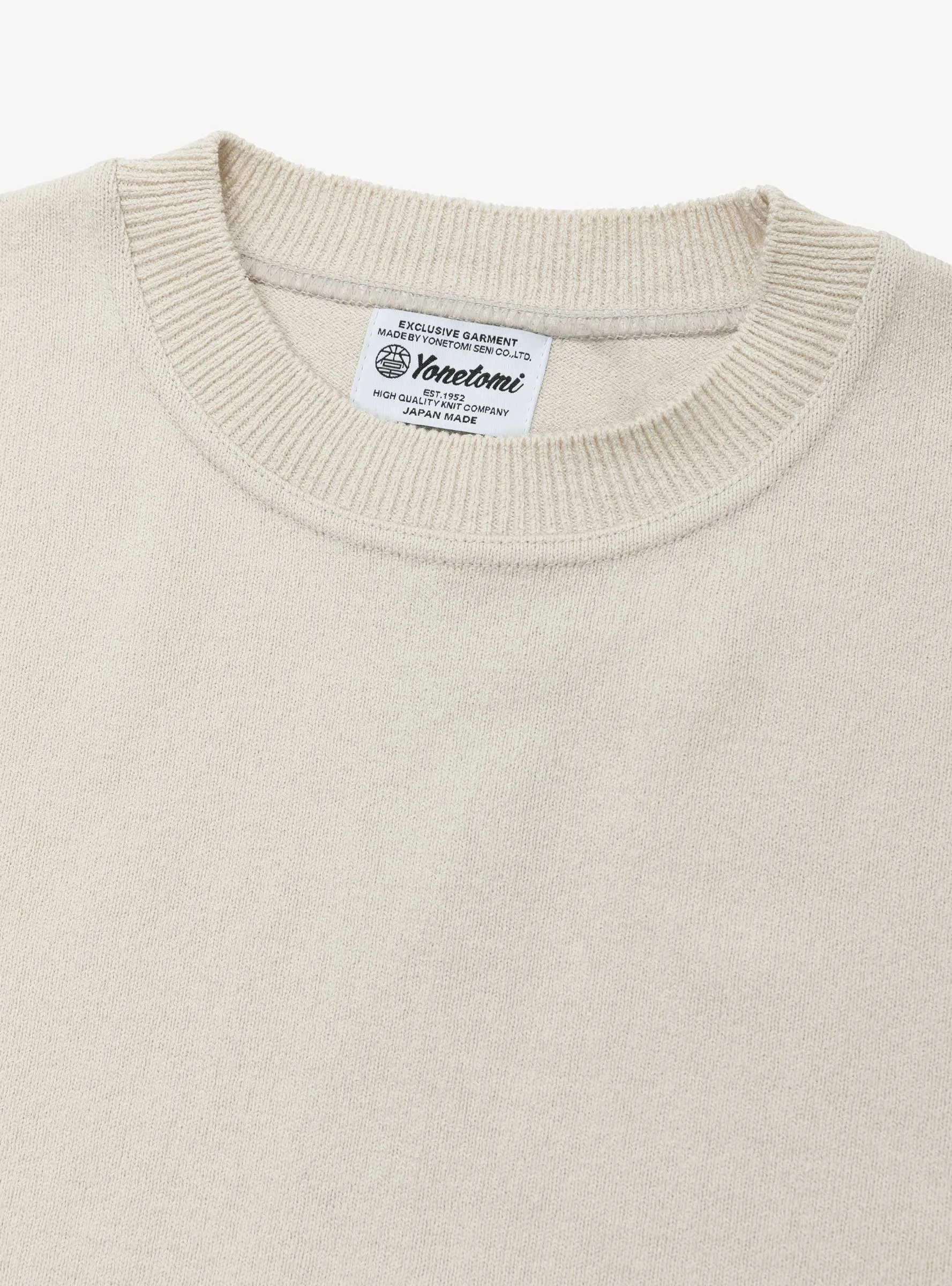 Wave Cotton Knit Pullover Beige