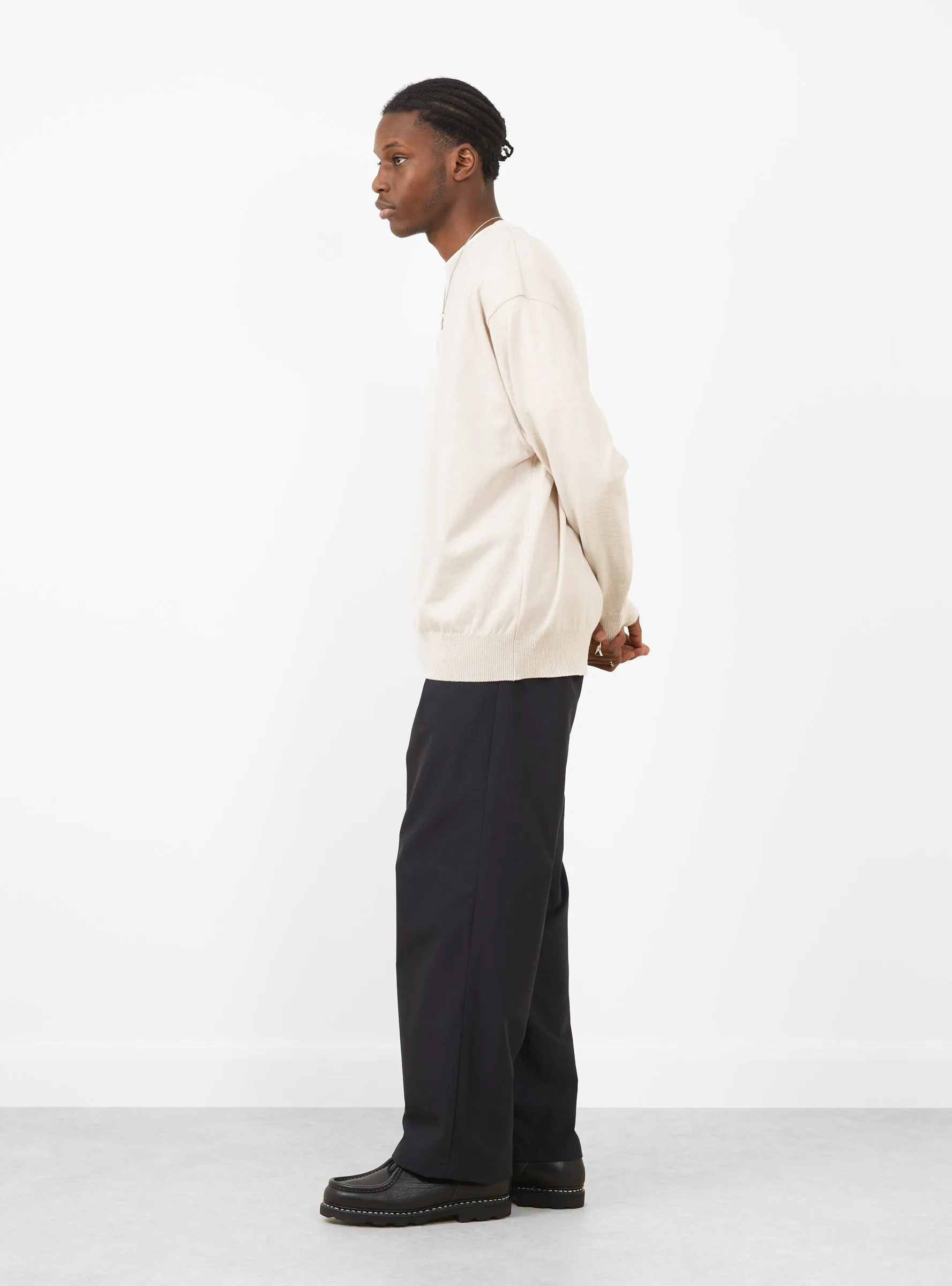 Wave Cotton Knit Pullover Beige
