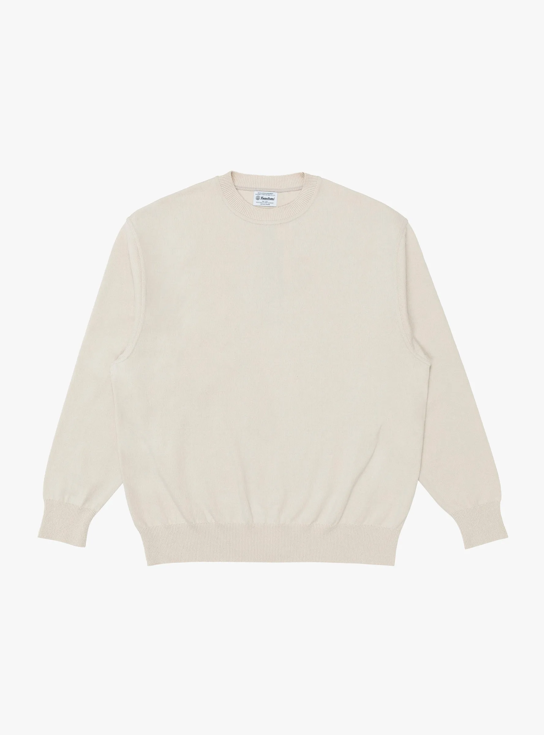 Wave Cotton Knit Pullover Beige