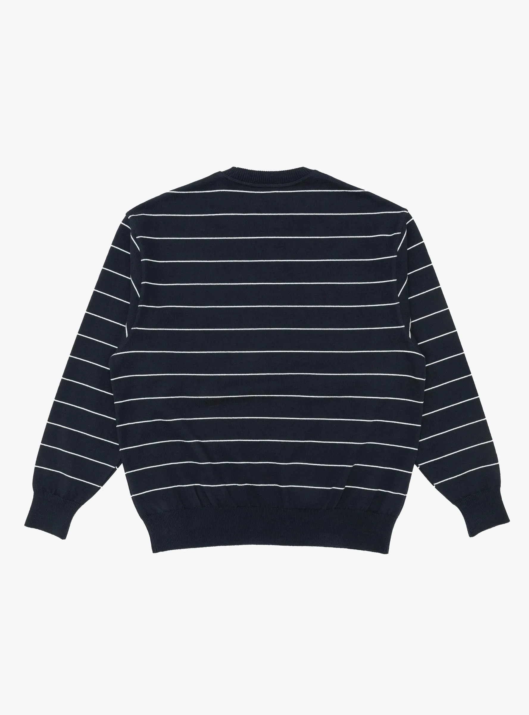 Wave Cotton Knit Pullover Navy Stripe