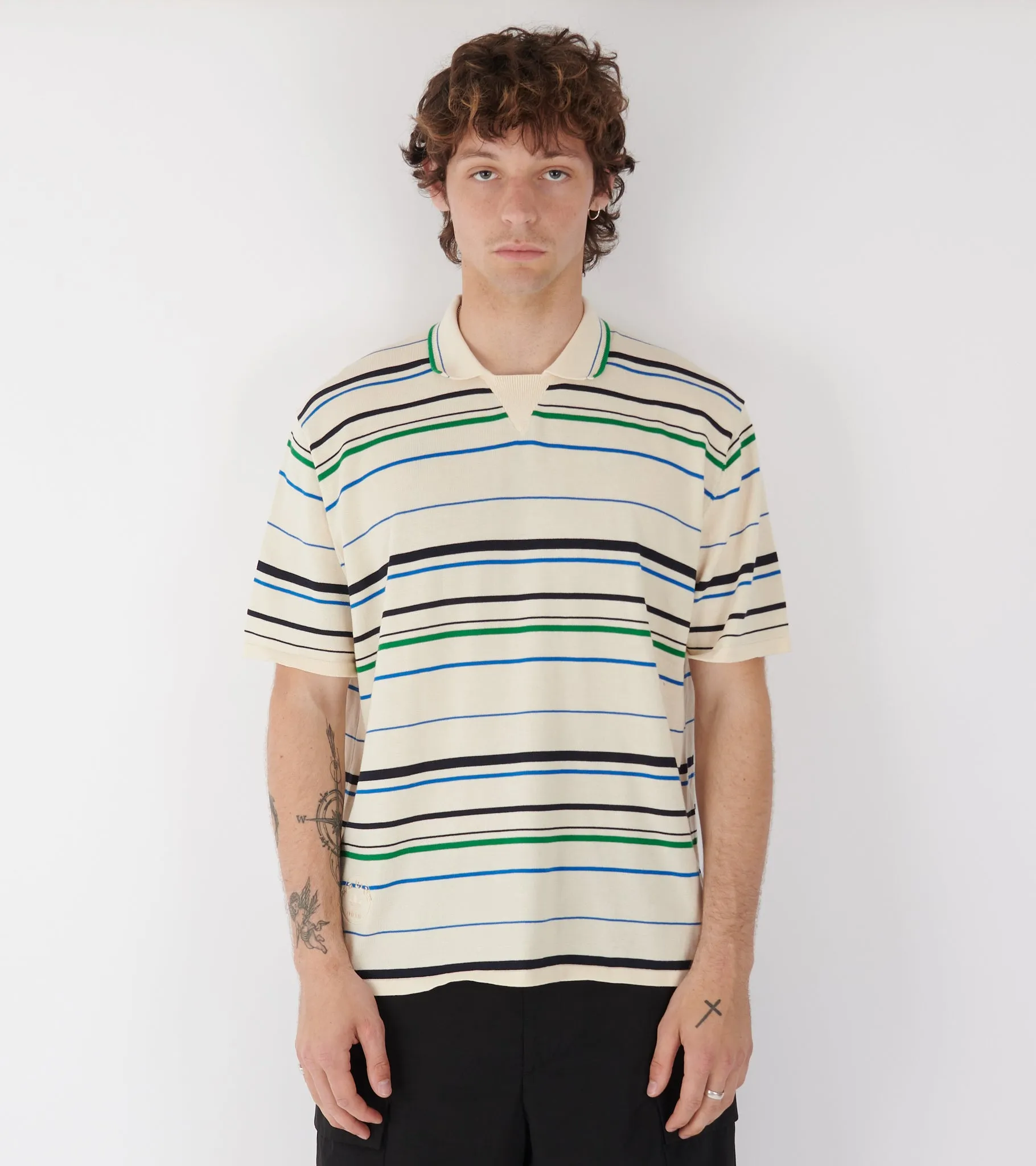 WB Knit Polo Wonder White/Green/Blue