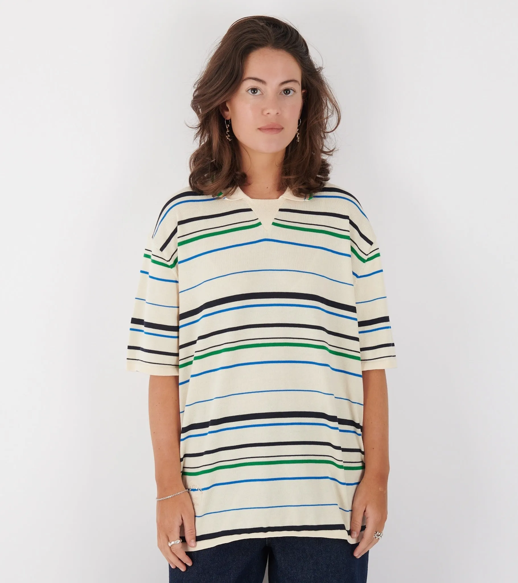 WB Knit Polo Wonder White/Green/Blue