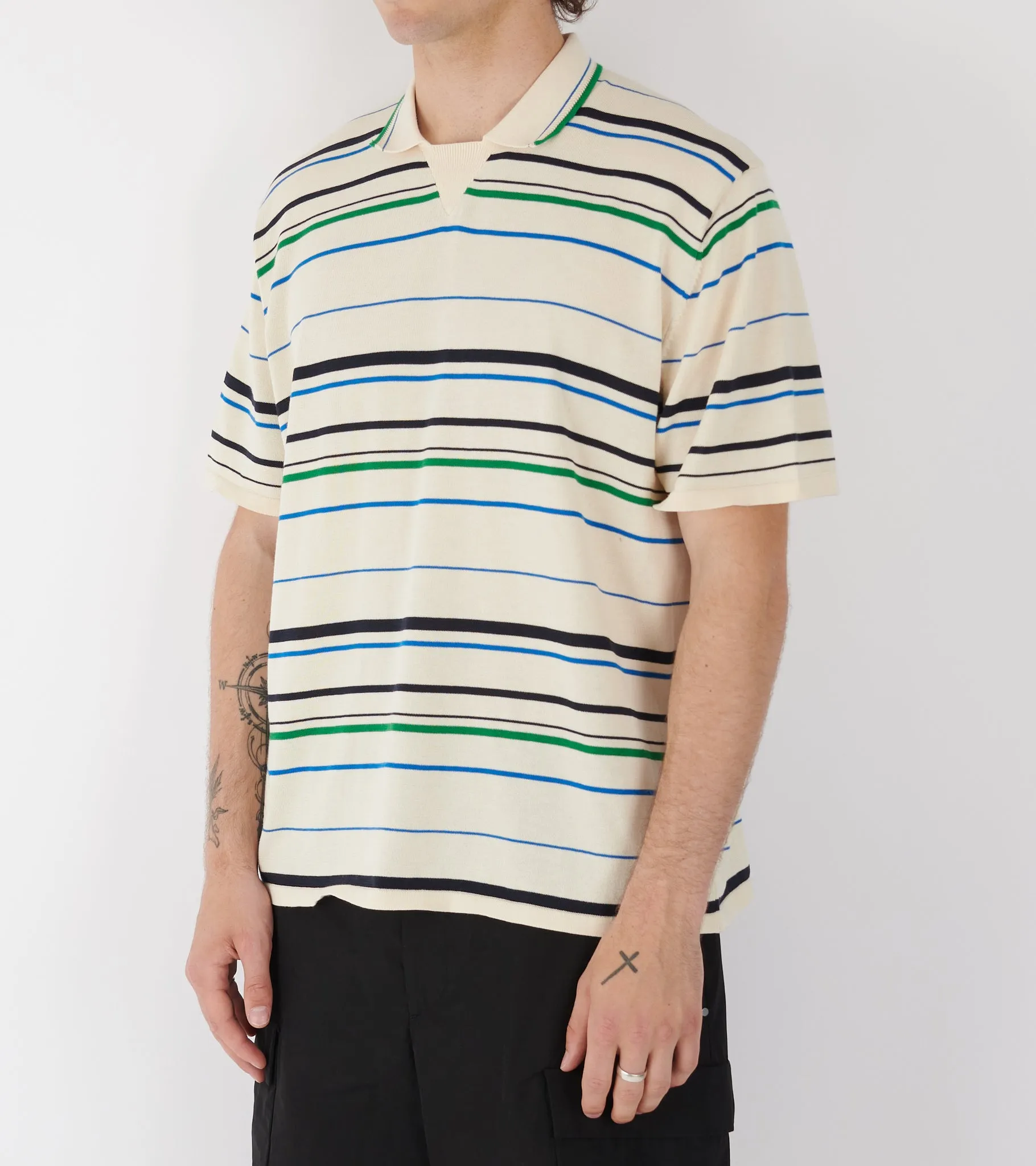 WB Knit Polo Wonder White/Green/Blue