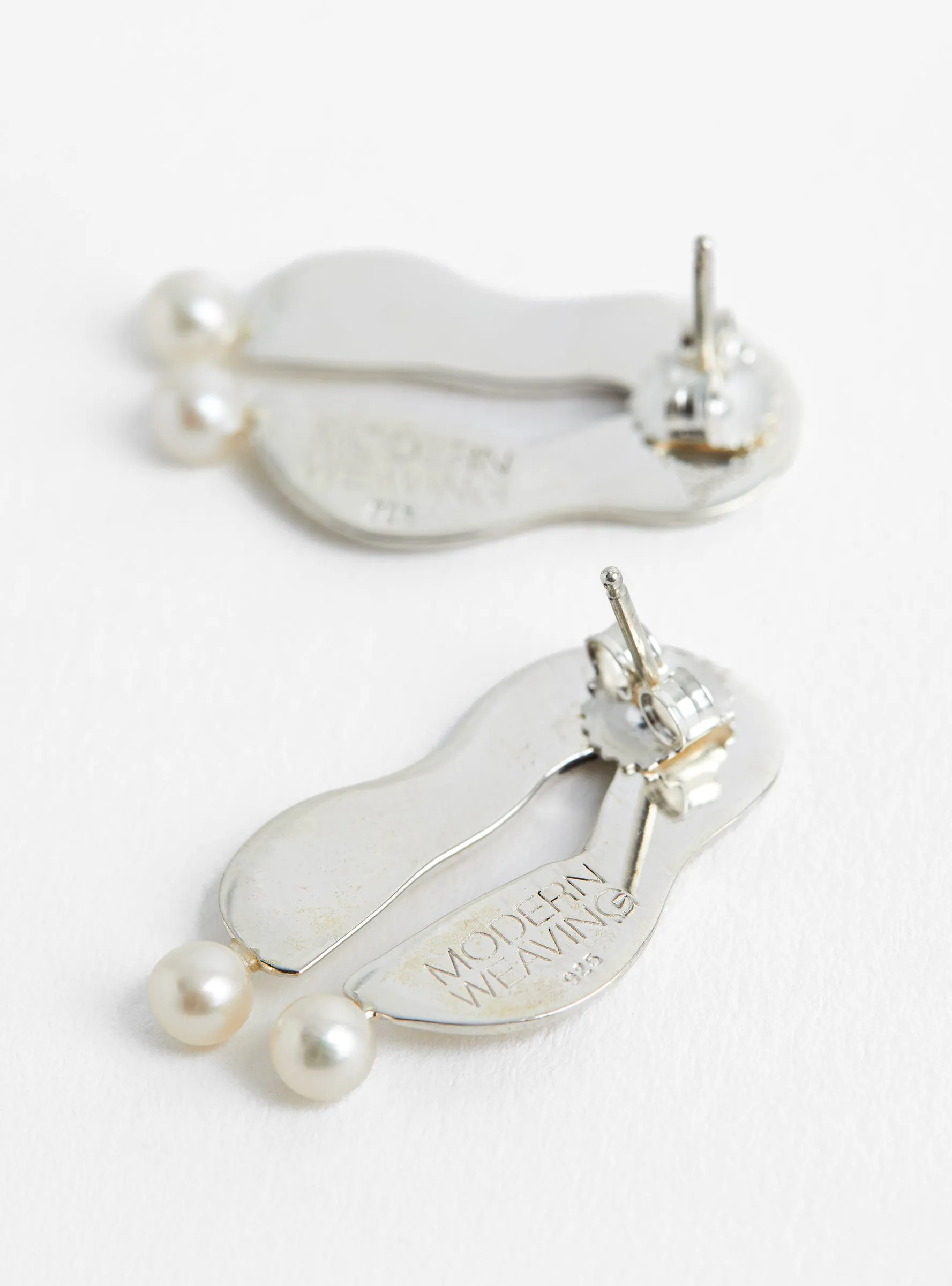 Wiggle Pearl Earrings Sterling Silver